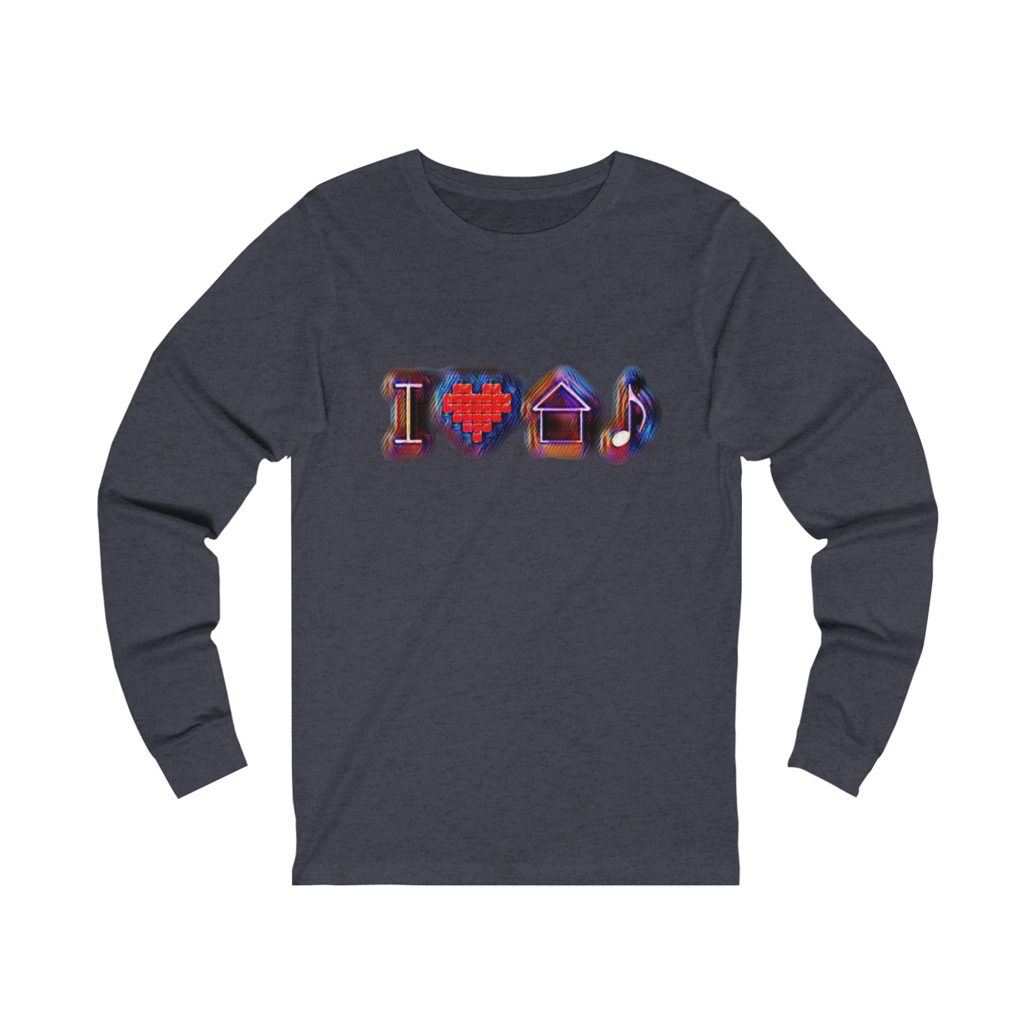 I Love House Music Symbols Unisex Jersey Long Sleeve Tee