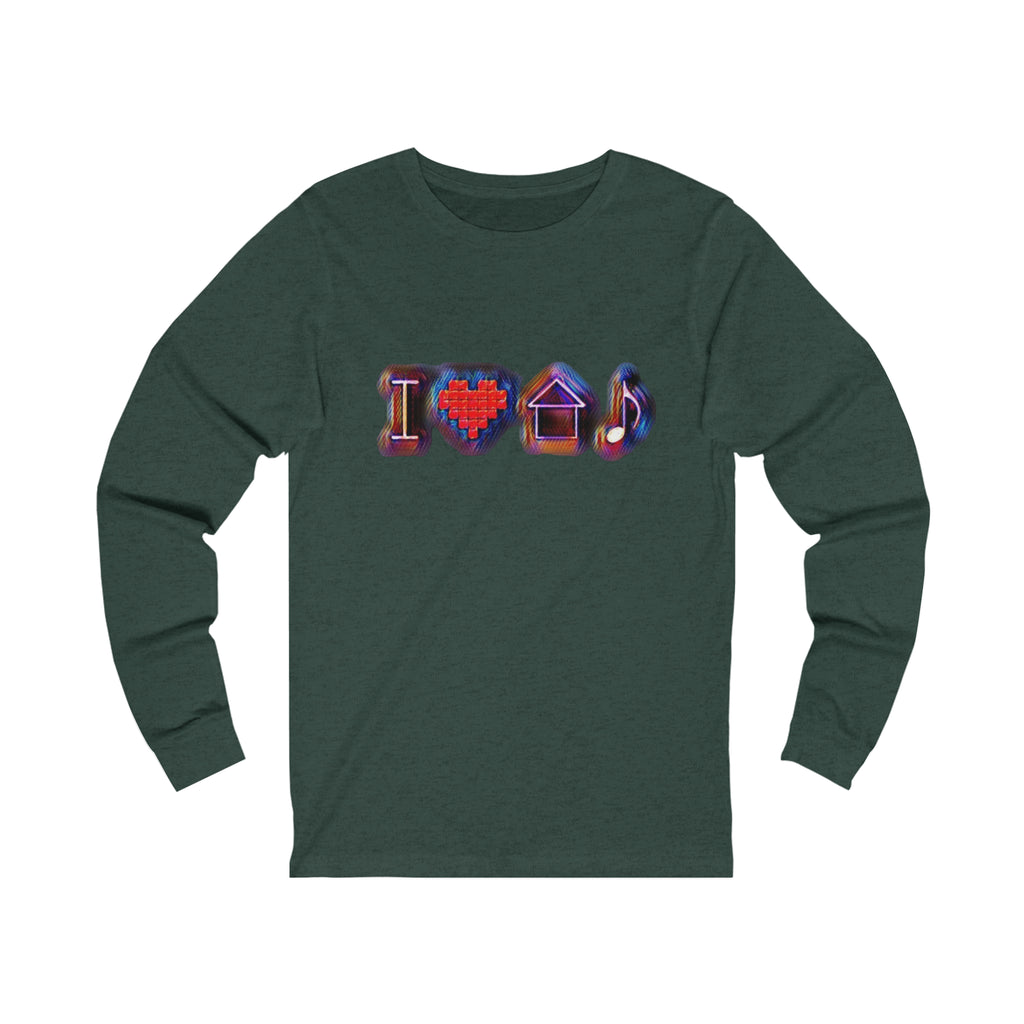 I Love House Music Symbols Unisex Jersey Long Sleeve Tee