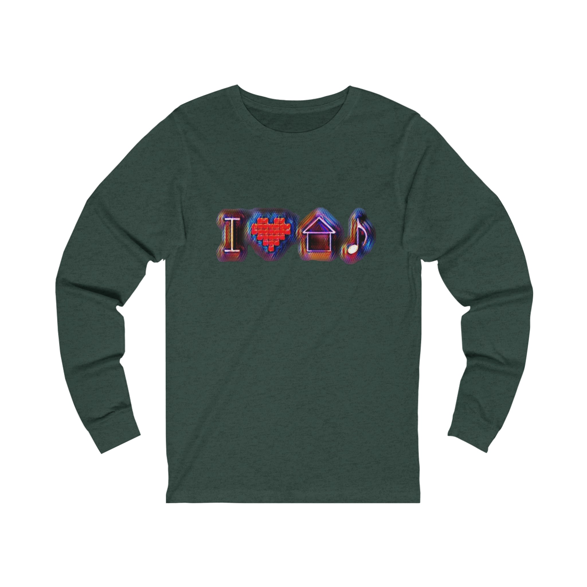 I Love House Music Symbols Unisex Jersey Long Sleeve Tee