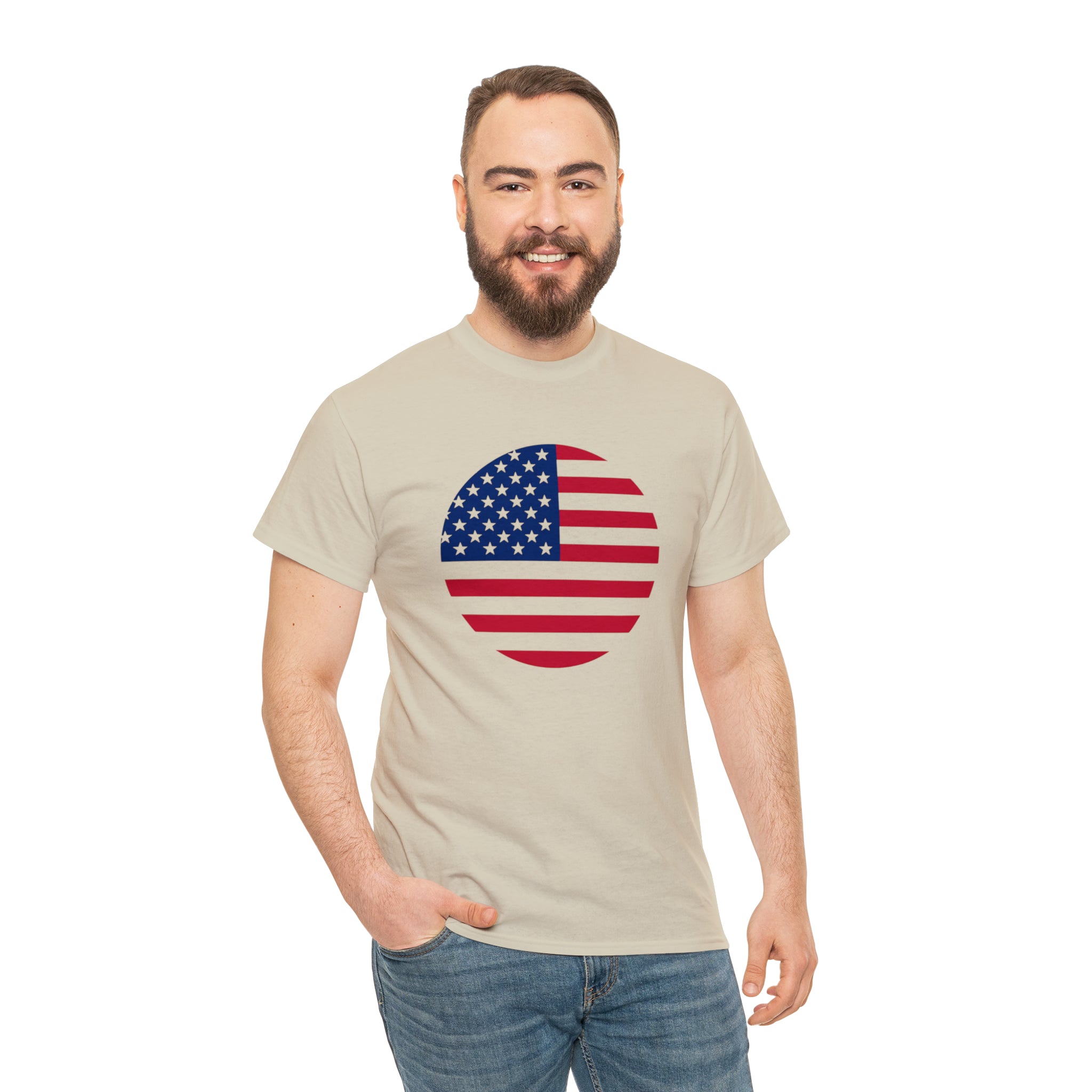 American Flag Globe Unisex Heavy Cotton Tee