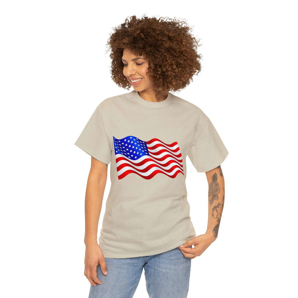 American Wavy Flag Unisex Heavy Cotton Tee
