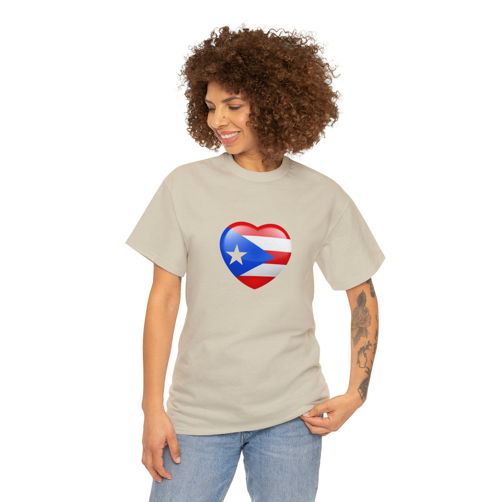 Puerto Rican Flag Heart Unisex Heavy Cotton Tee