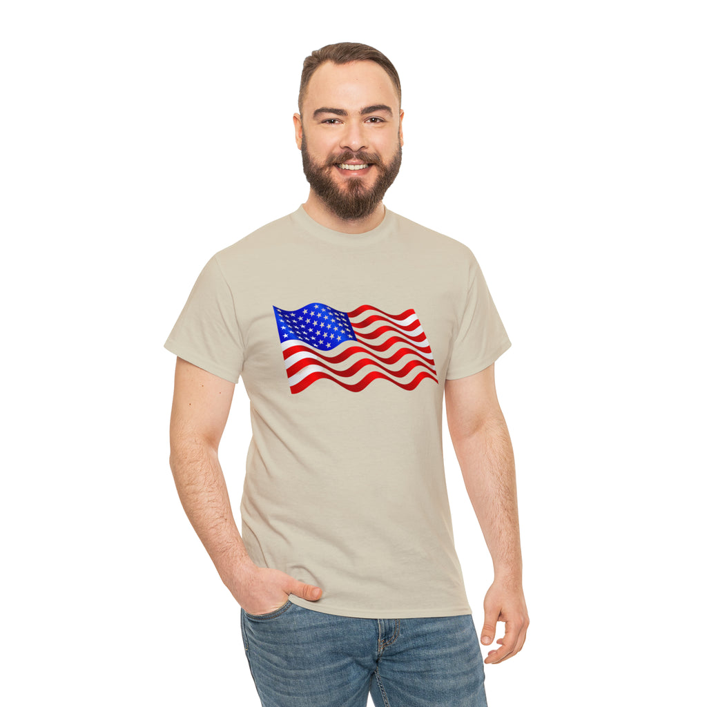 American Wavy Flag Unisex Heavy Cotton Tee