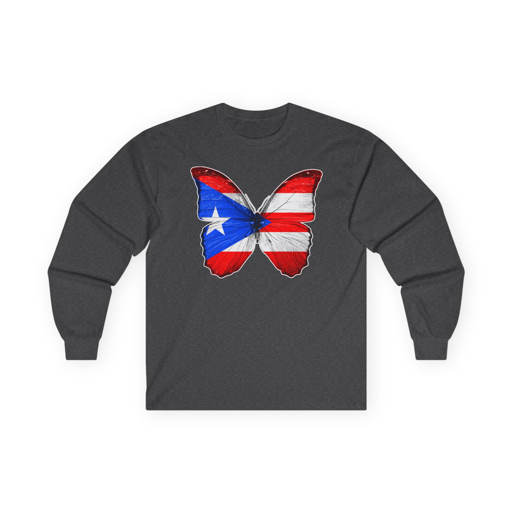 Women's Puerto Rico Flag Butterfly Long Sleeve Tee