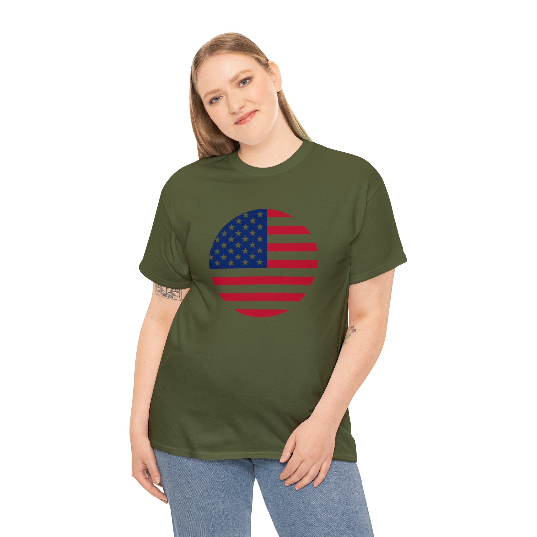American Flag Globe Unisex Heavy Cotton Tee