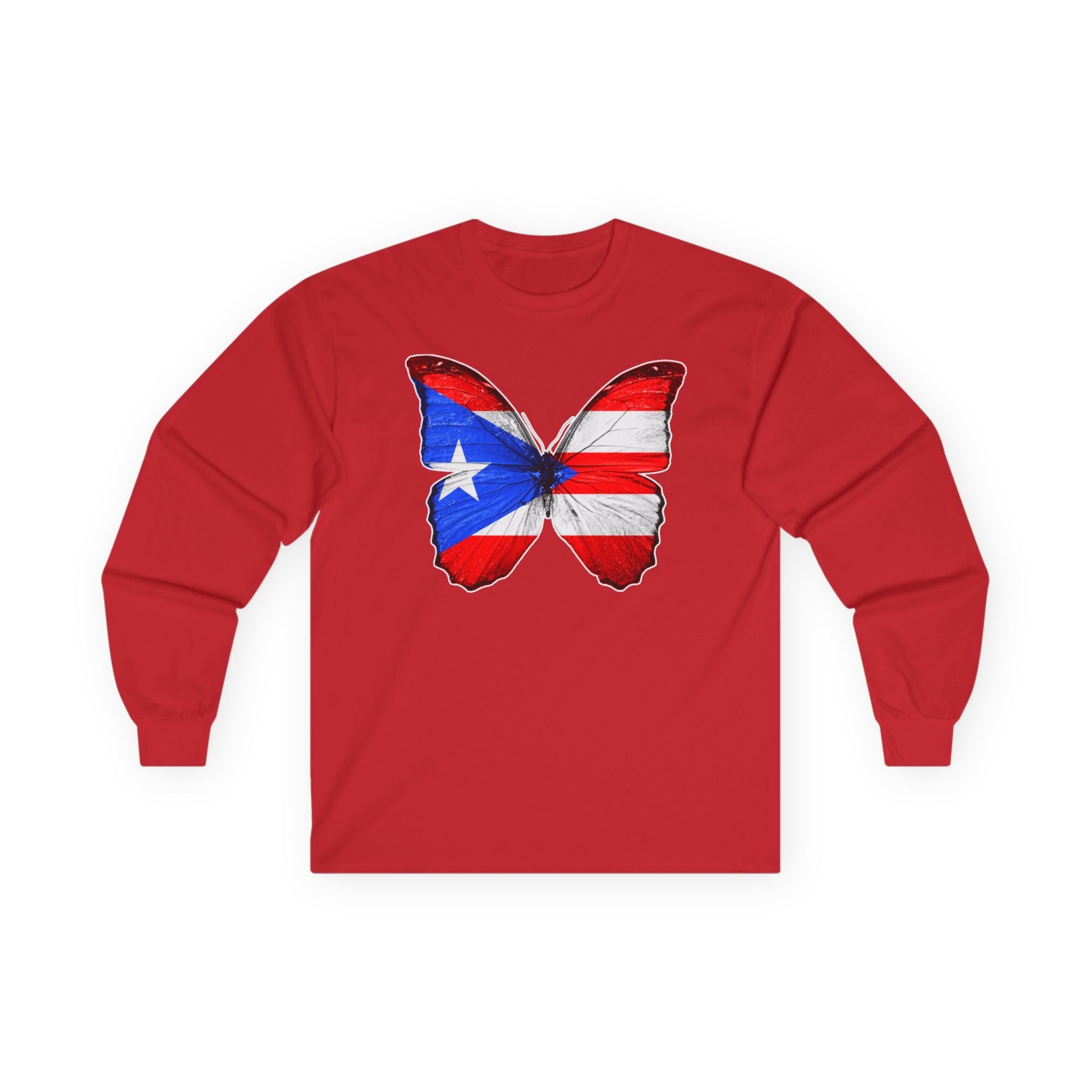 Women's Puerto Rico Flag Butterfly Long Sleeve Tee
