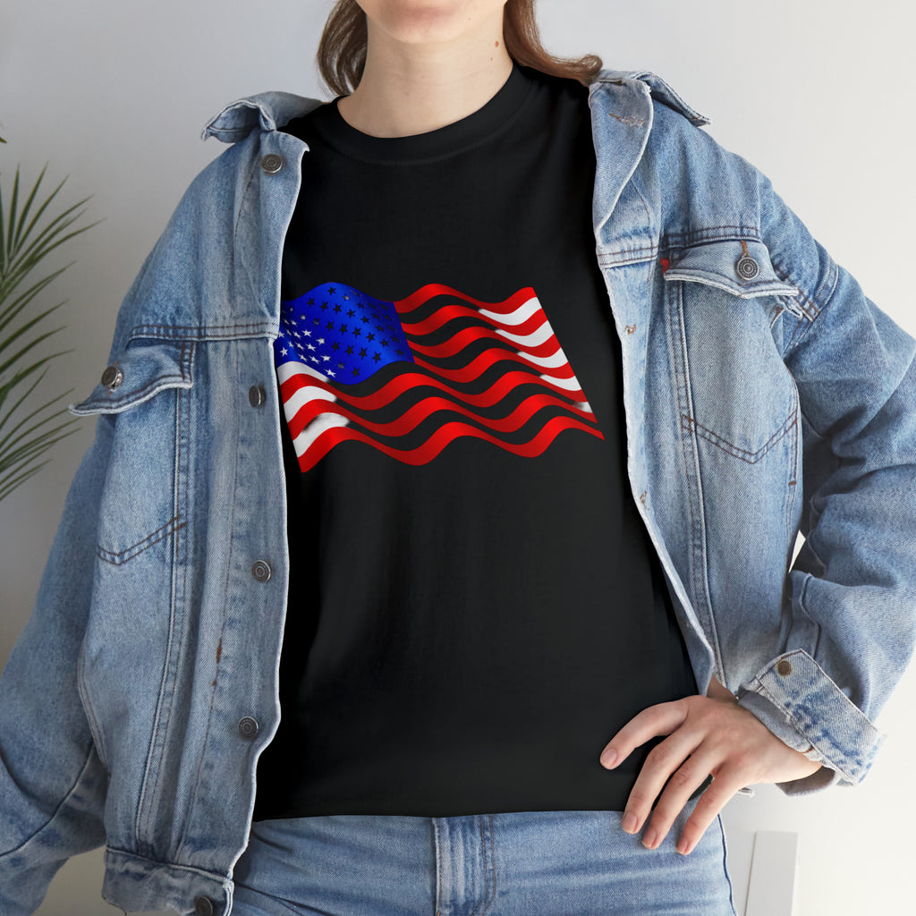 American Wavy Flag Unisex Heavy Cotton Tee