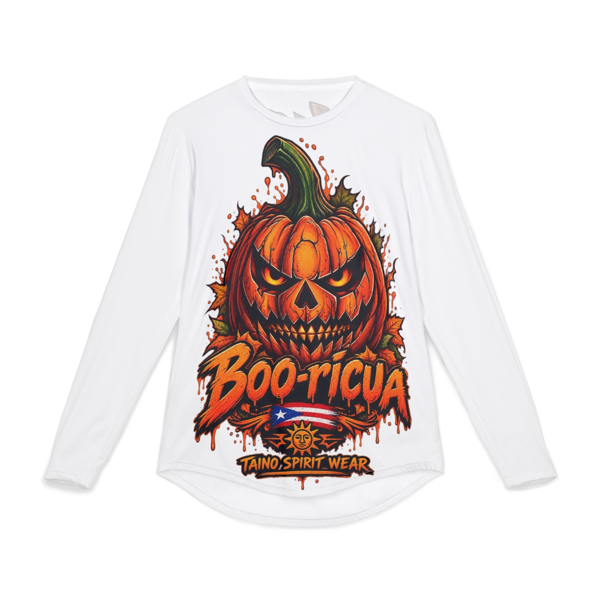 Halloween Pumpkin 'Boo-ricua' Long Sleeve Shirt