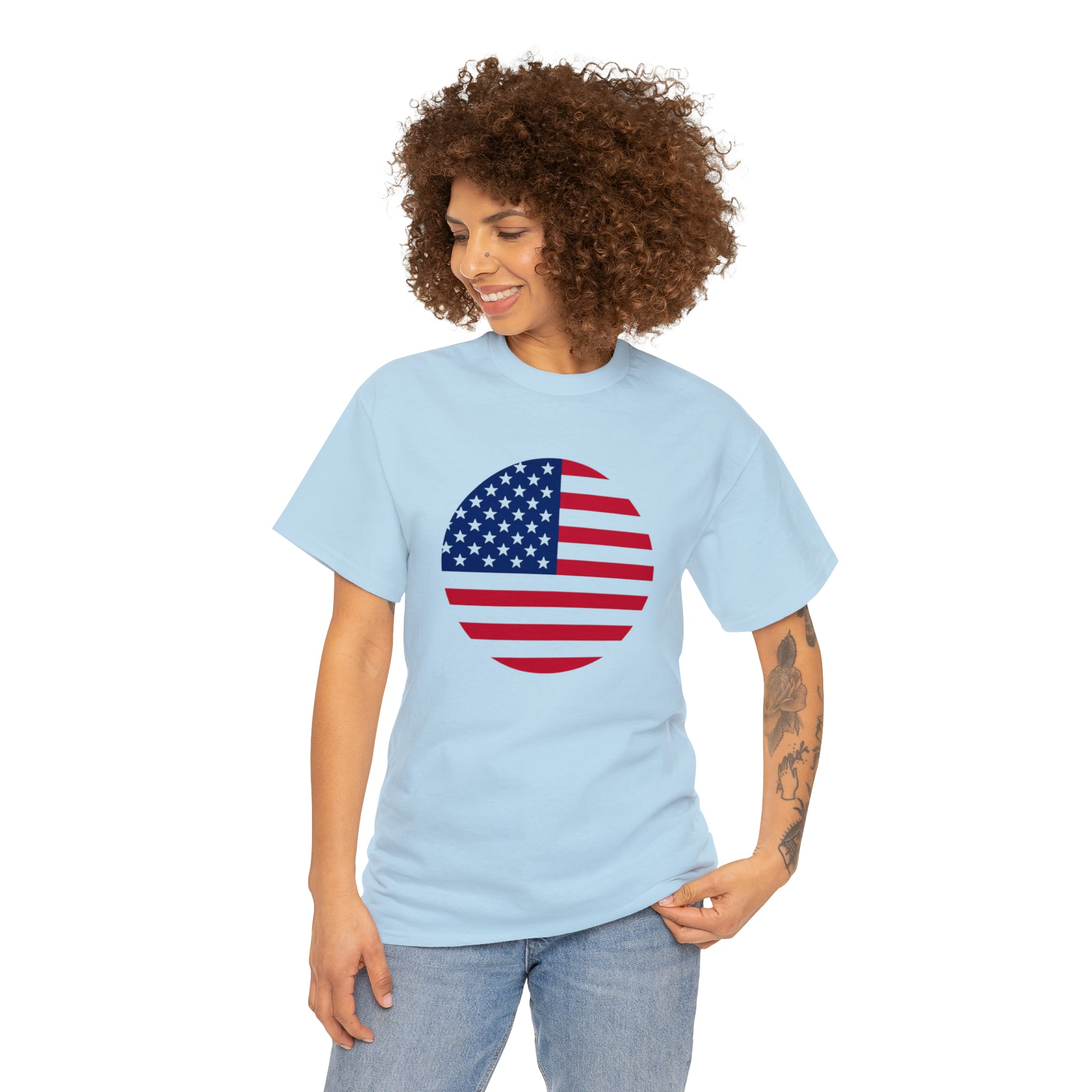 American Flag Globe Unisex Heavy Cotton Tee