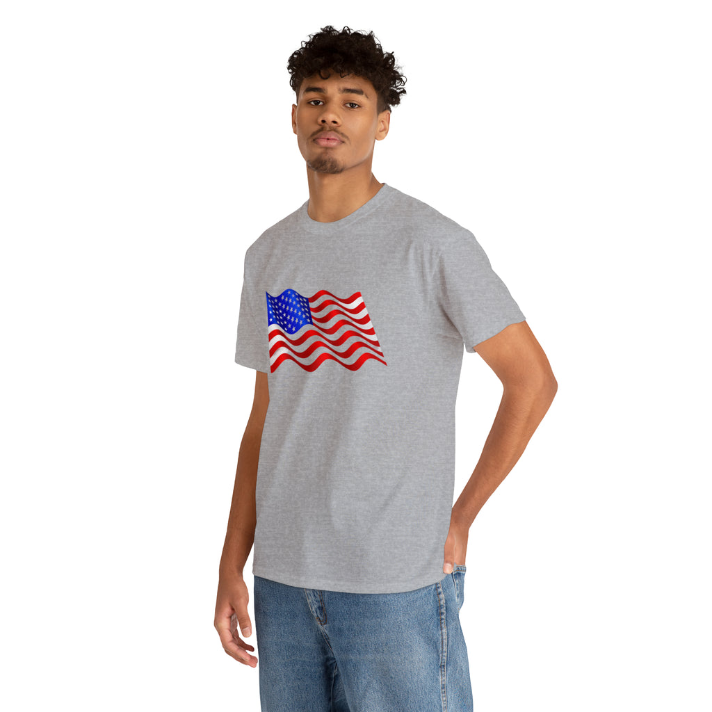 American Wavy Flag Unisex Heavy Cotton Tee