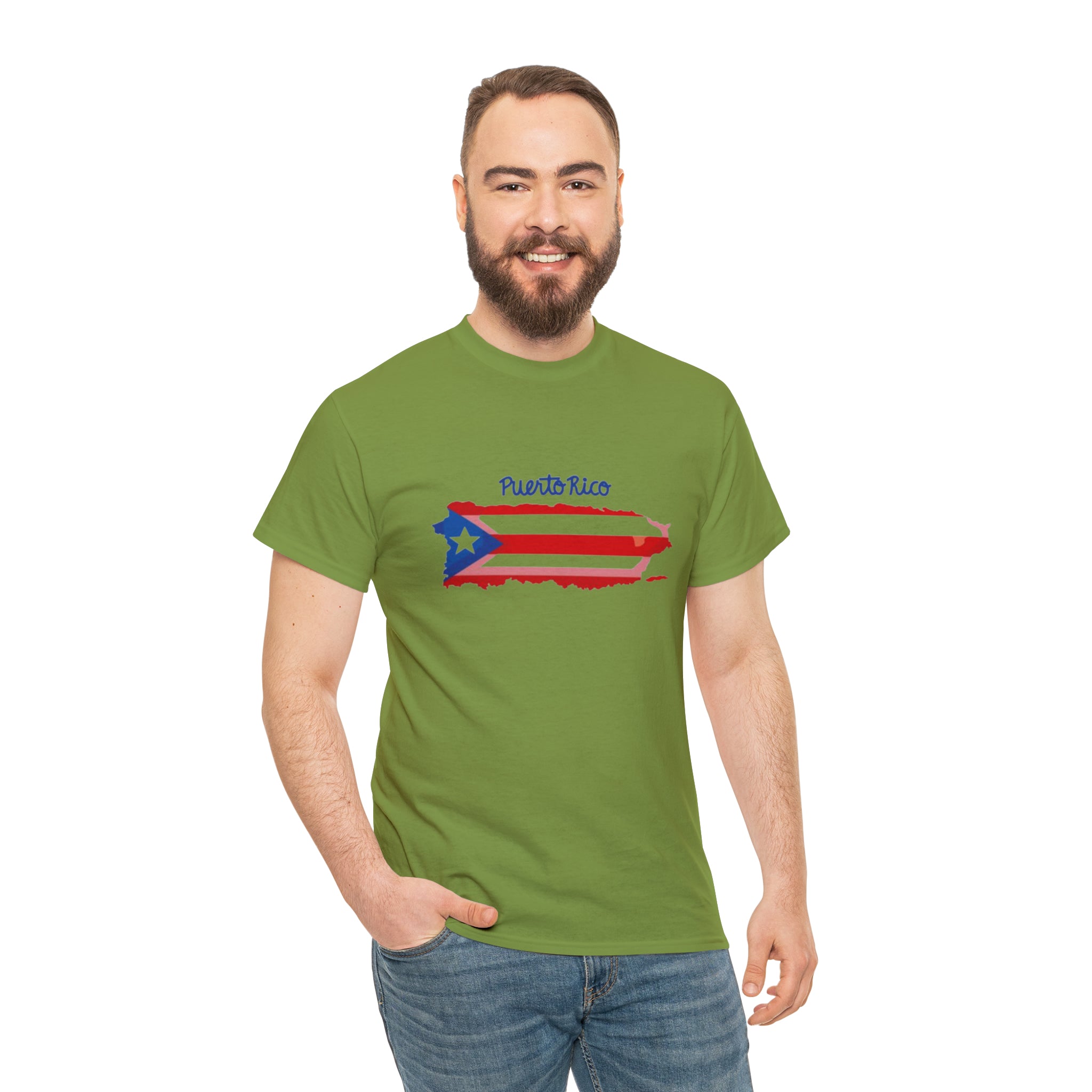 Island of Puerto Rico Flag Heavy Cotton Tee