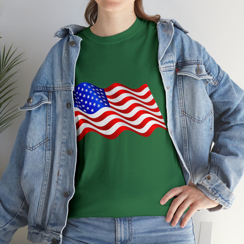 American Wavy Flag Unisex Heavy Cotton Tee