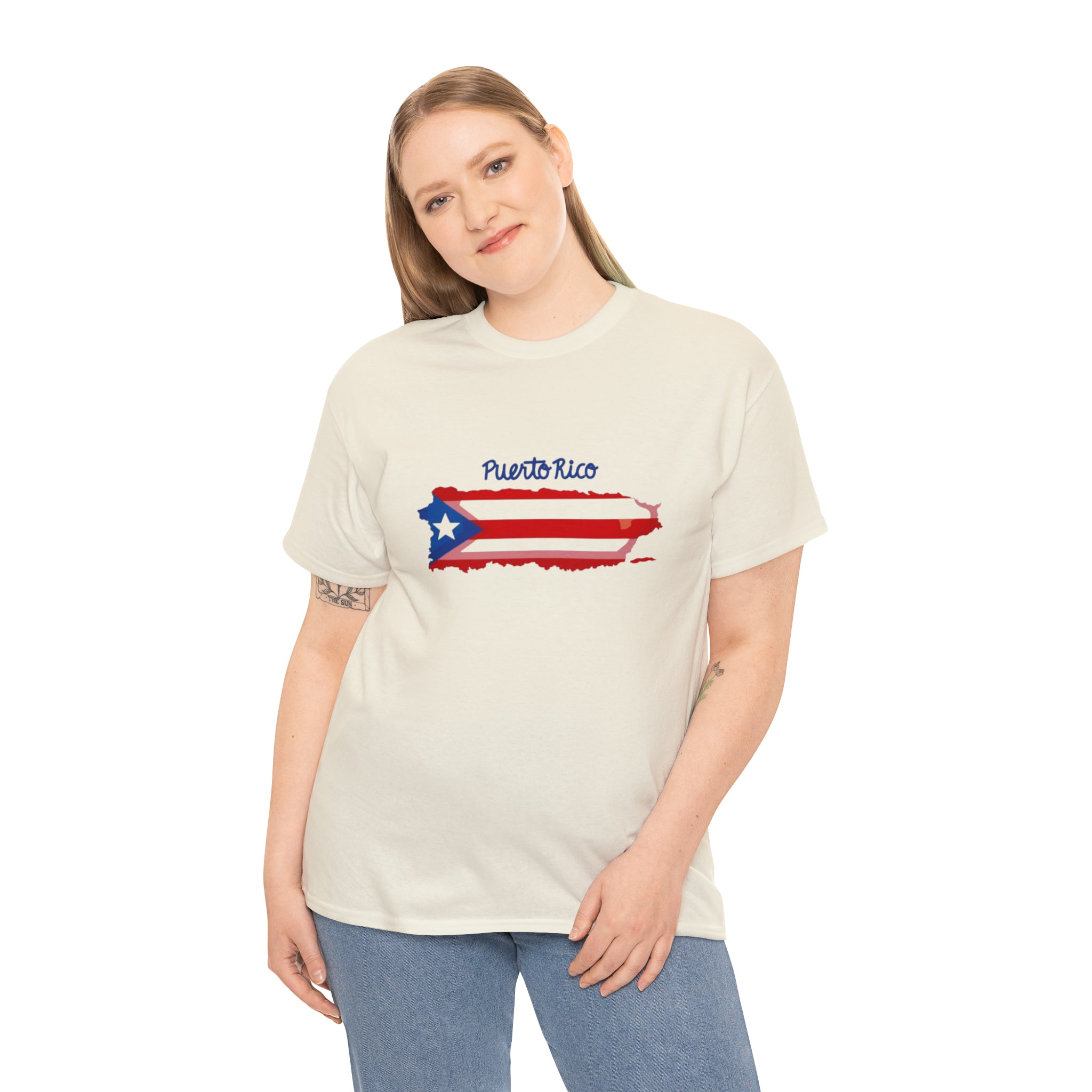 Island of Puerto Rico Flag Heavy Cotton Tee