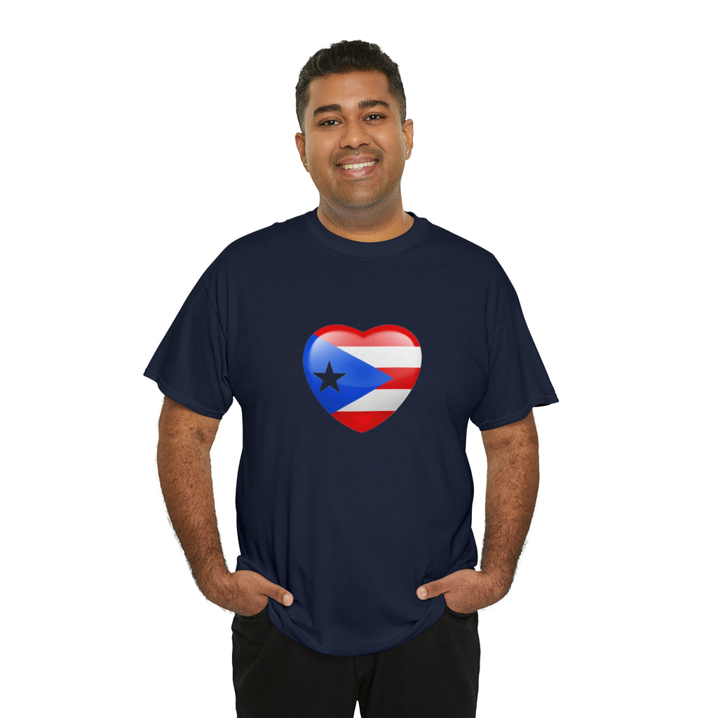 Puerto Rican Flag Heart Unisex Heavy Cotton Tee