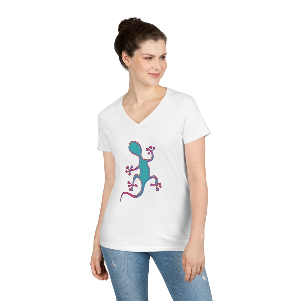 Taino-Inspried Salamander Ladies' V-Neck T-Shirt