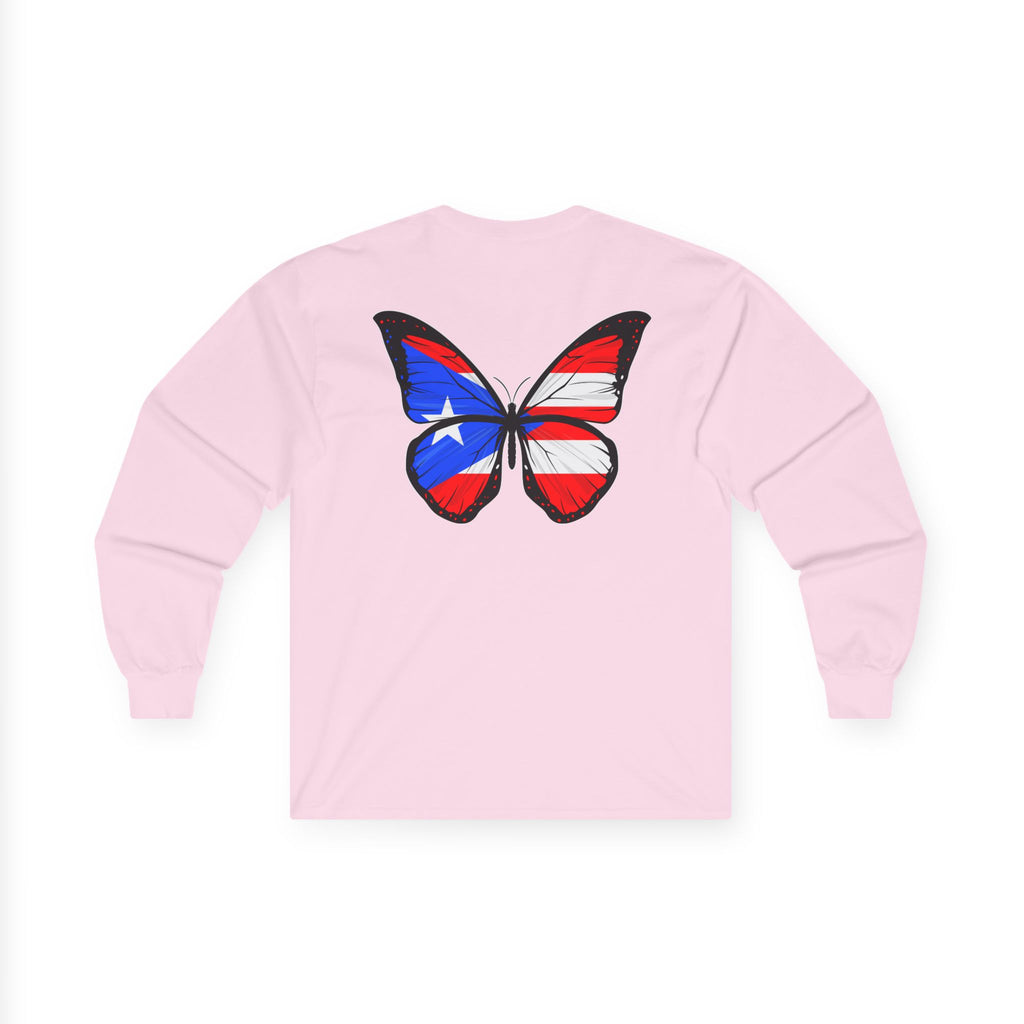Women's Puerto Rico Flag Butterfly Long Sleeve Tee