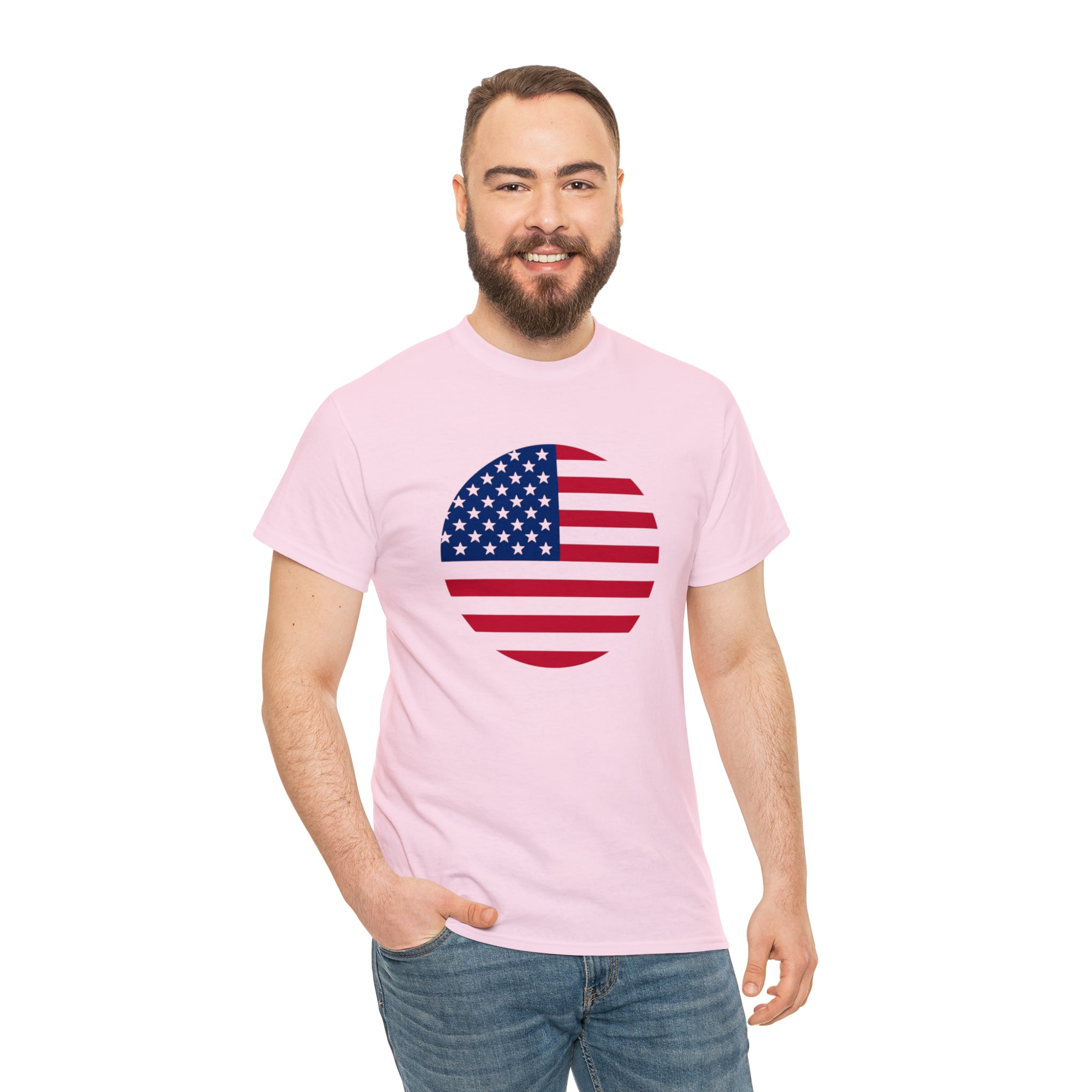 American Flag Globe Unisex Heavy Cotton Tee