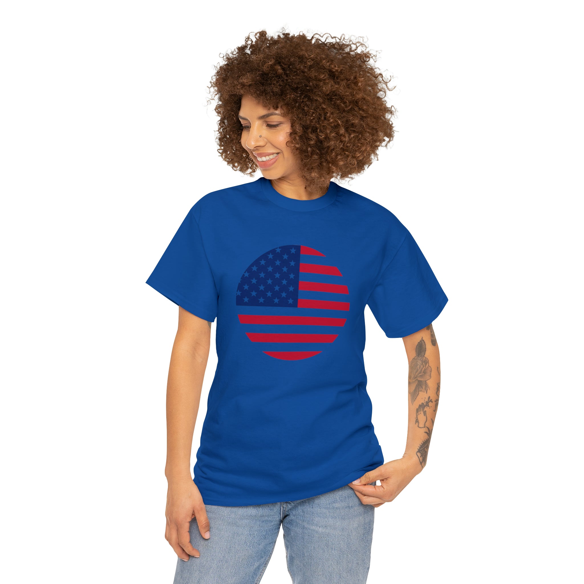 American Flag Globe Unisex Heavy Cotton Tee