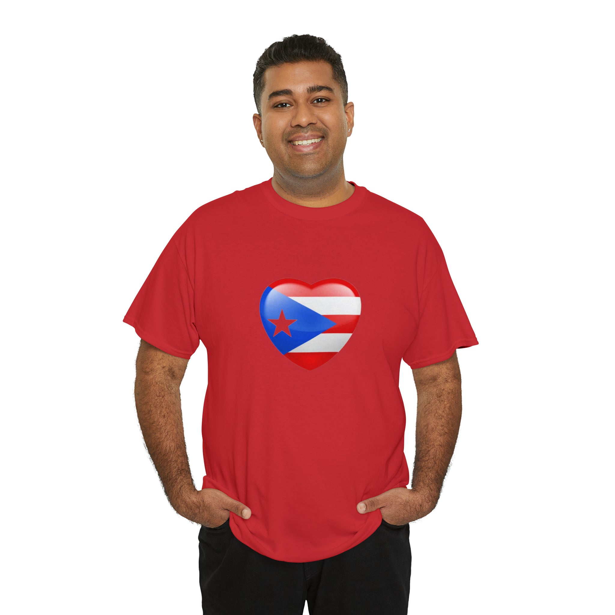 Puerto Rican Flag Heart Unisex Heavy Cotton Tee