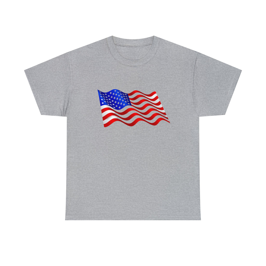 American Wavy Flag Unisex Heavy Cotton Tee