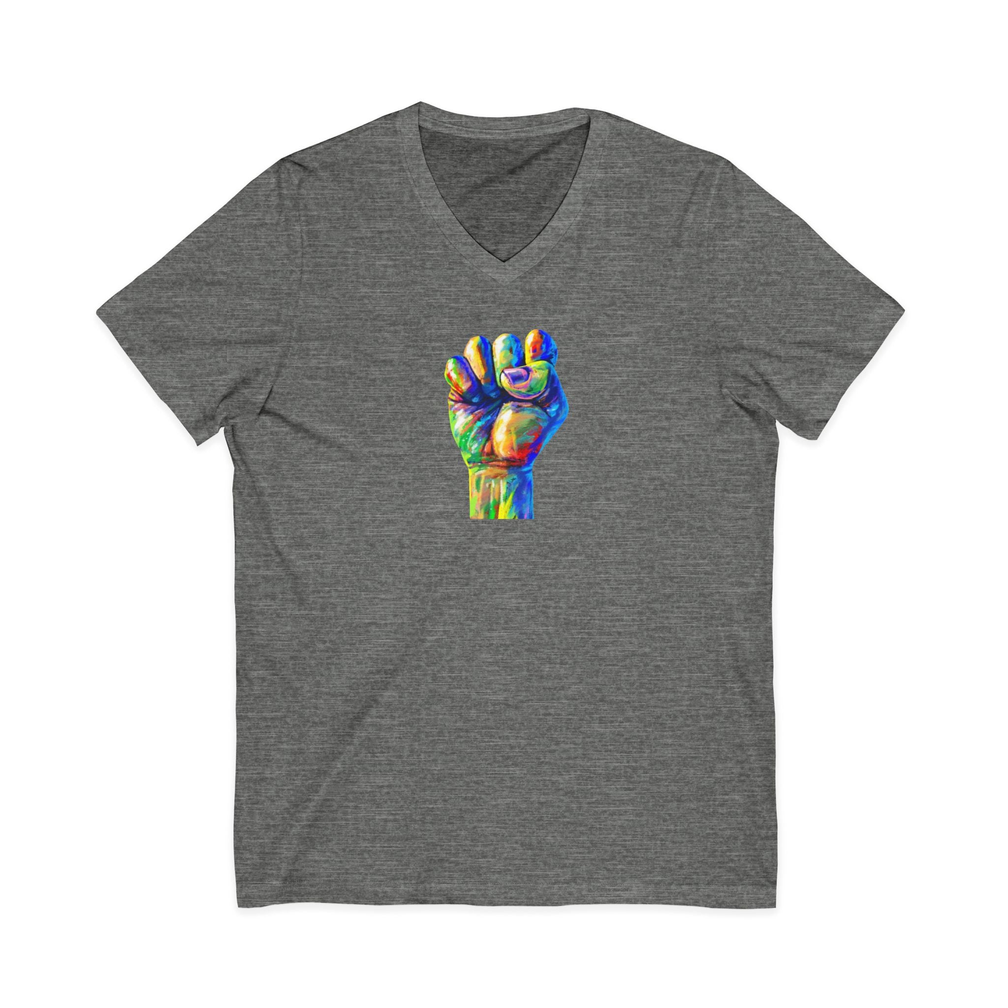 Power To The People Fist V-Neck Tee — Pride & Protest Solidarity T-Shirt