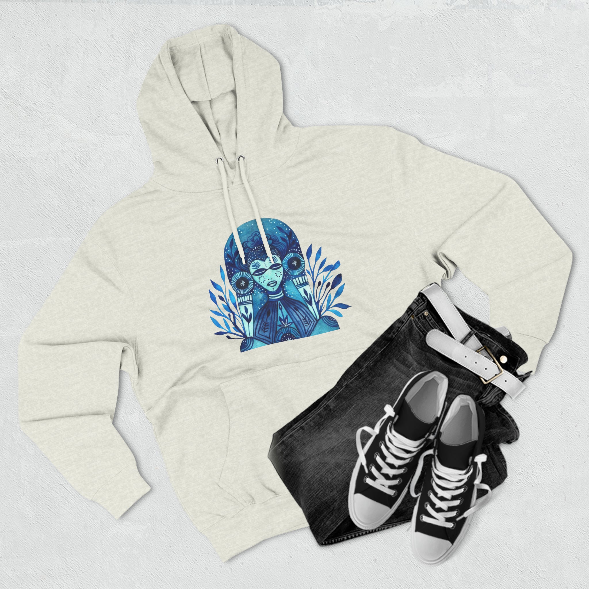 Taino Inspired Queen When Its Dark Look For The Stars Three-Panel Fleece Hoodie