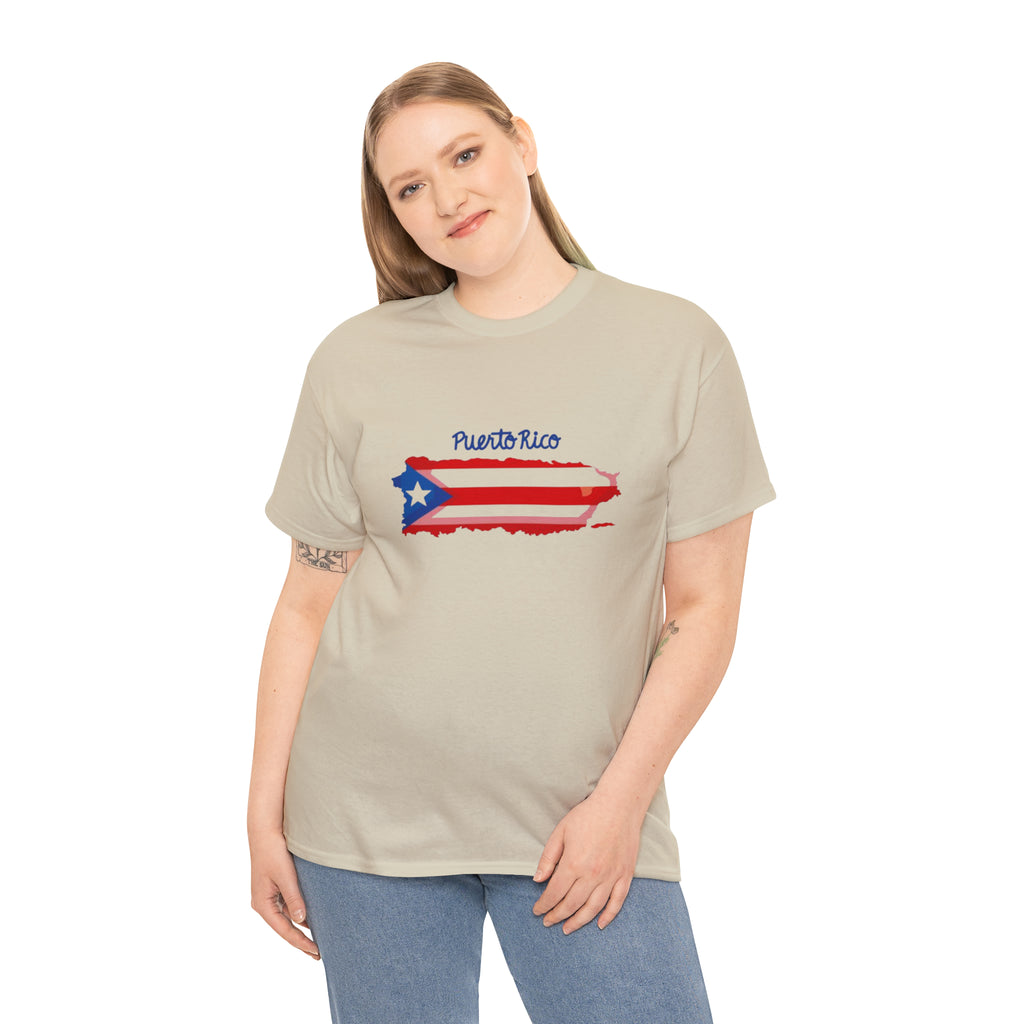 Island of Puerto Rico Flag Heavy Cotton Tee