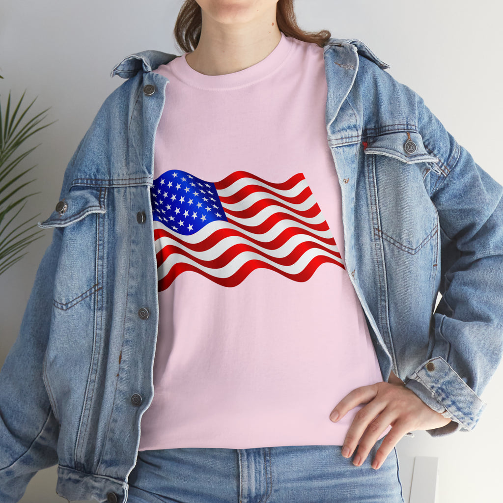 American Wavy Flag Unisex Heavy Cotton Tee