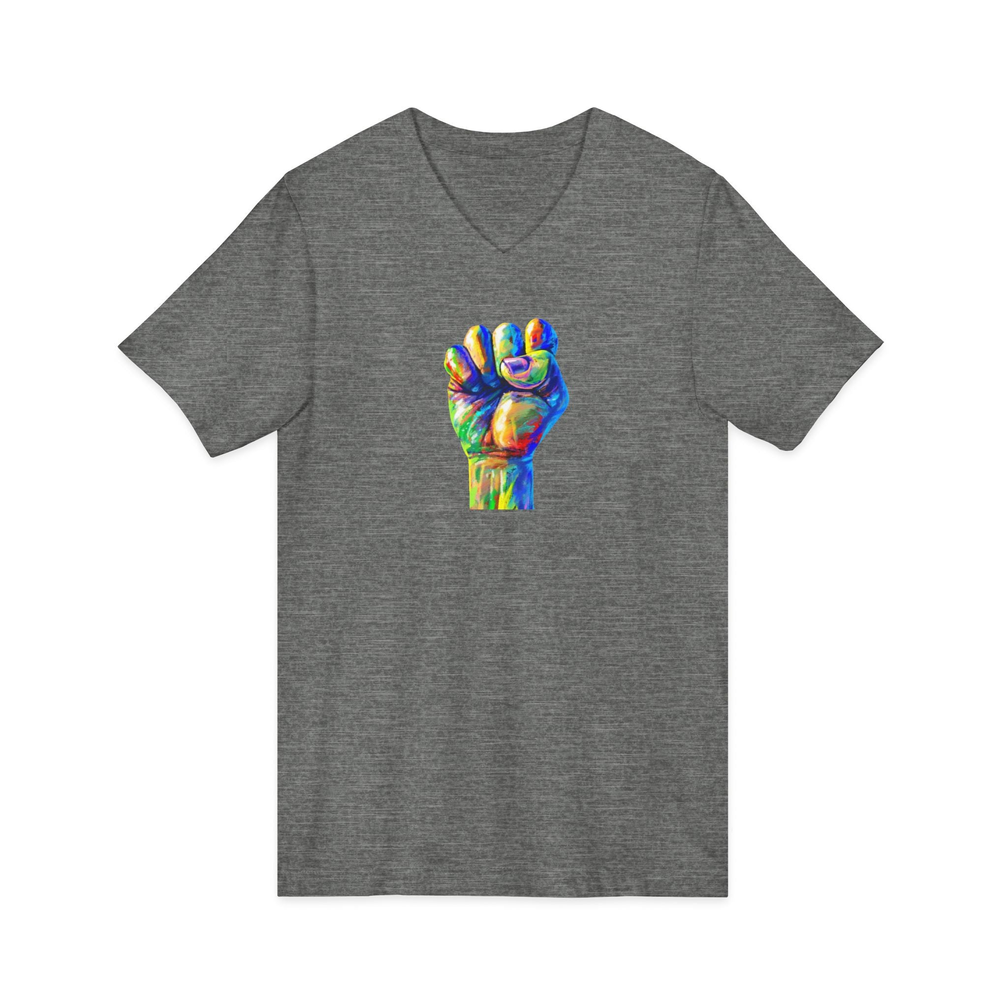 Power To The People Fist V-Neck Tee — Pride & Protest Solidarity T-Shirt