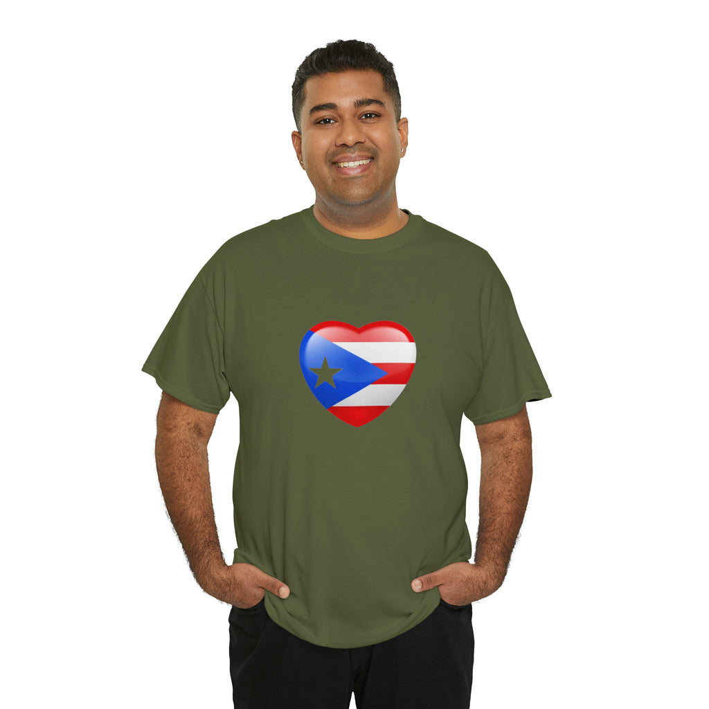 Puerto Rican Flag Heart Unisex Heavy Cotton Tee
