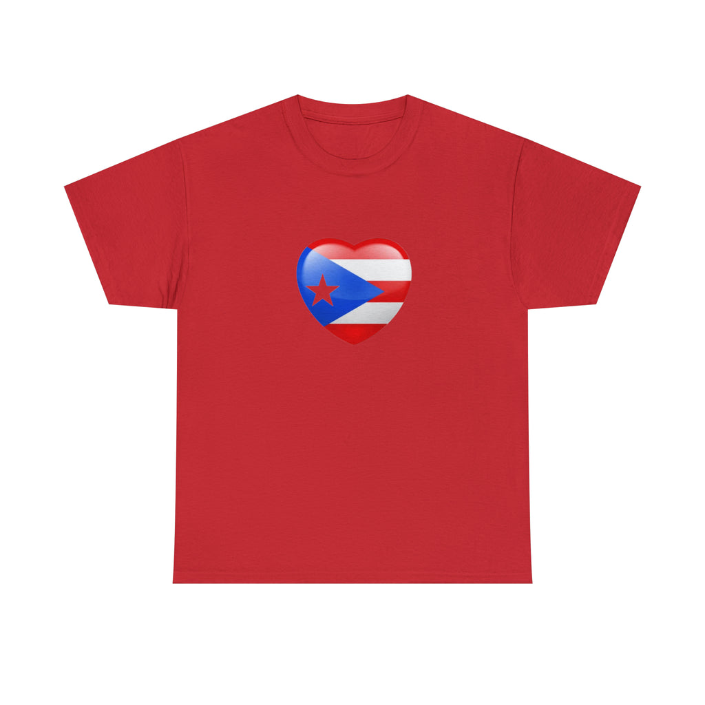 Puerto Rican Flag Heart Unisex Heavy Cotton Tee