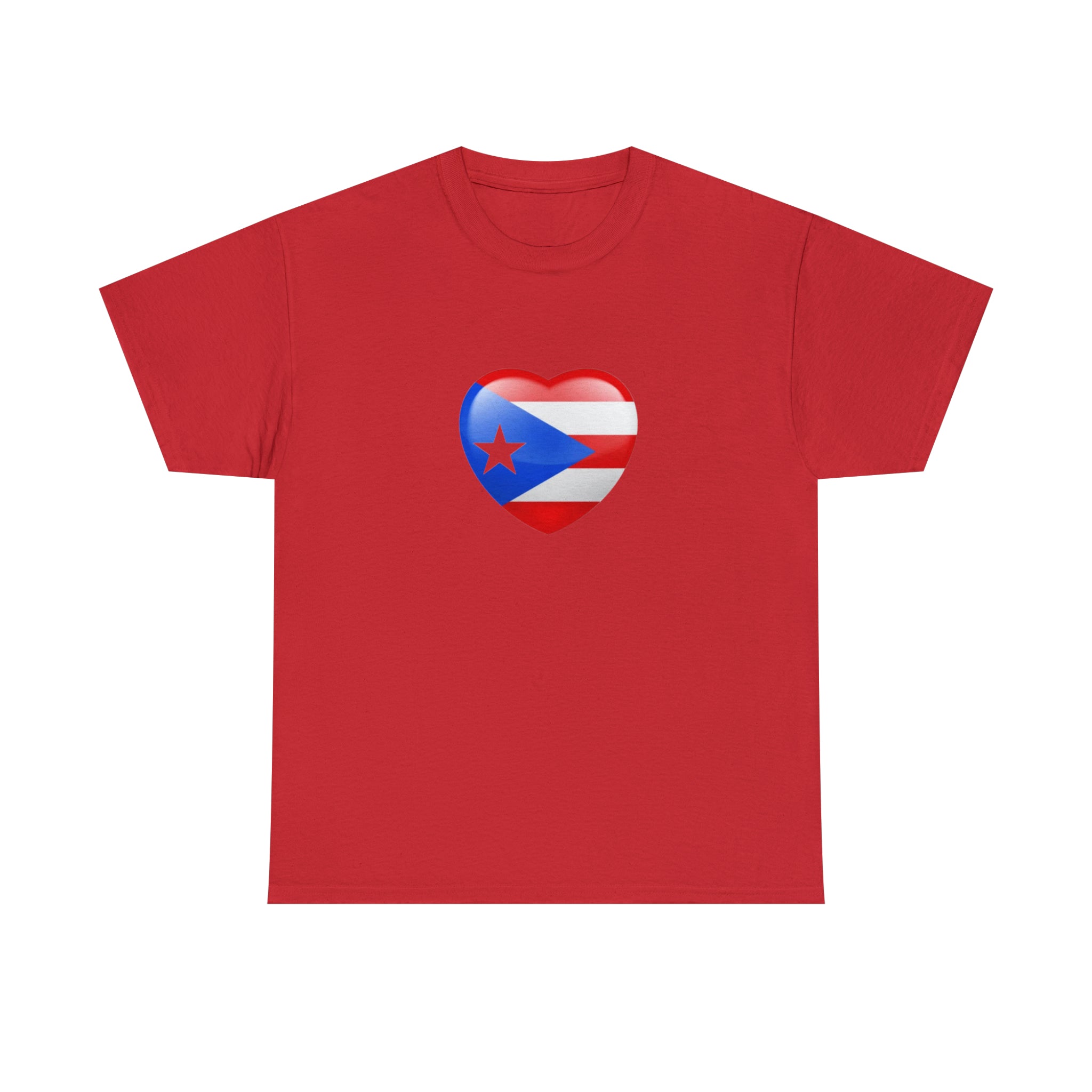 Puerto Rican Flag Heart Unisex Heavy Cotton Tee