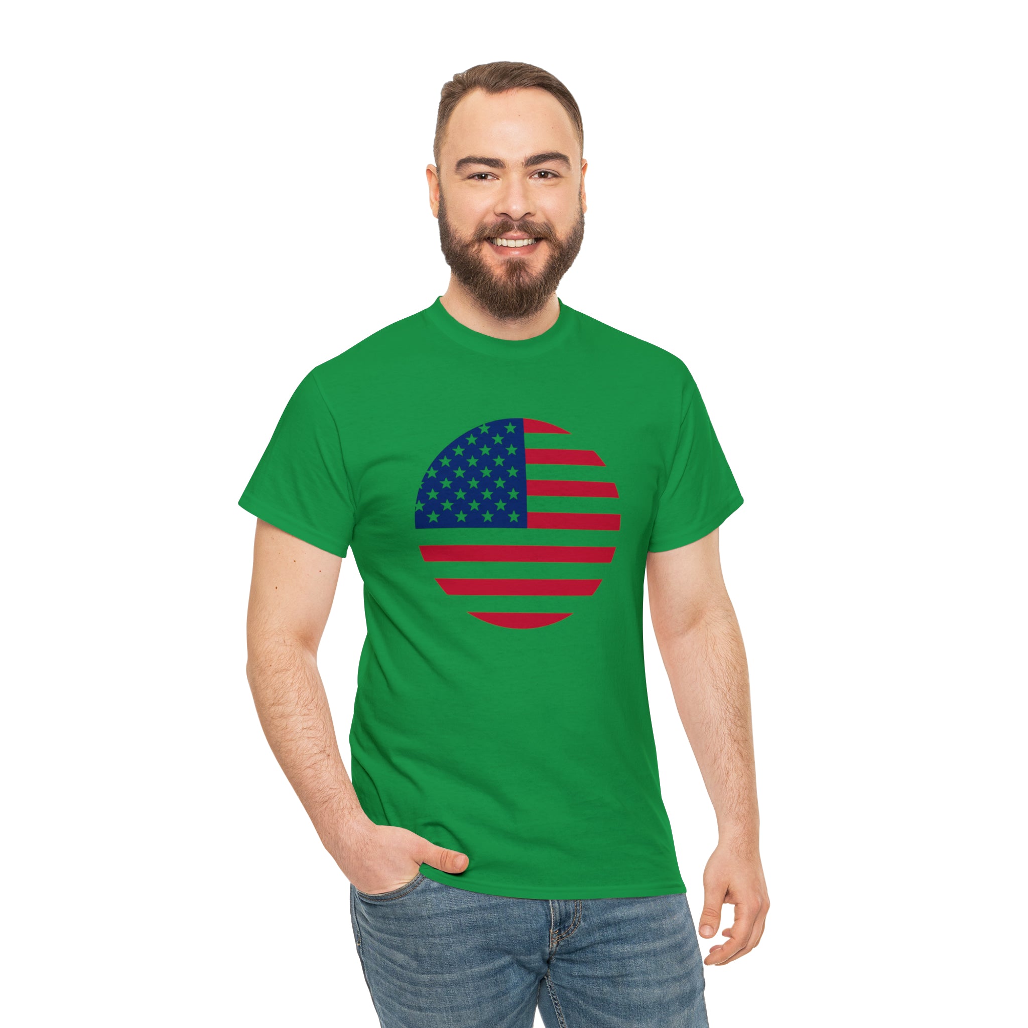 American Flag Globe Unisex Heavy Cotton Tee