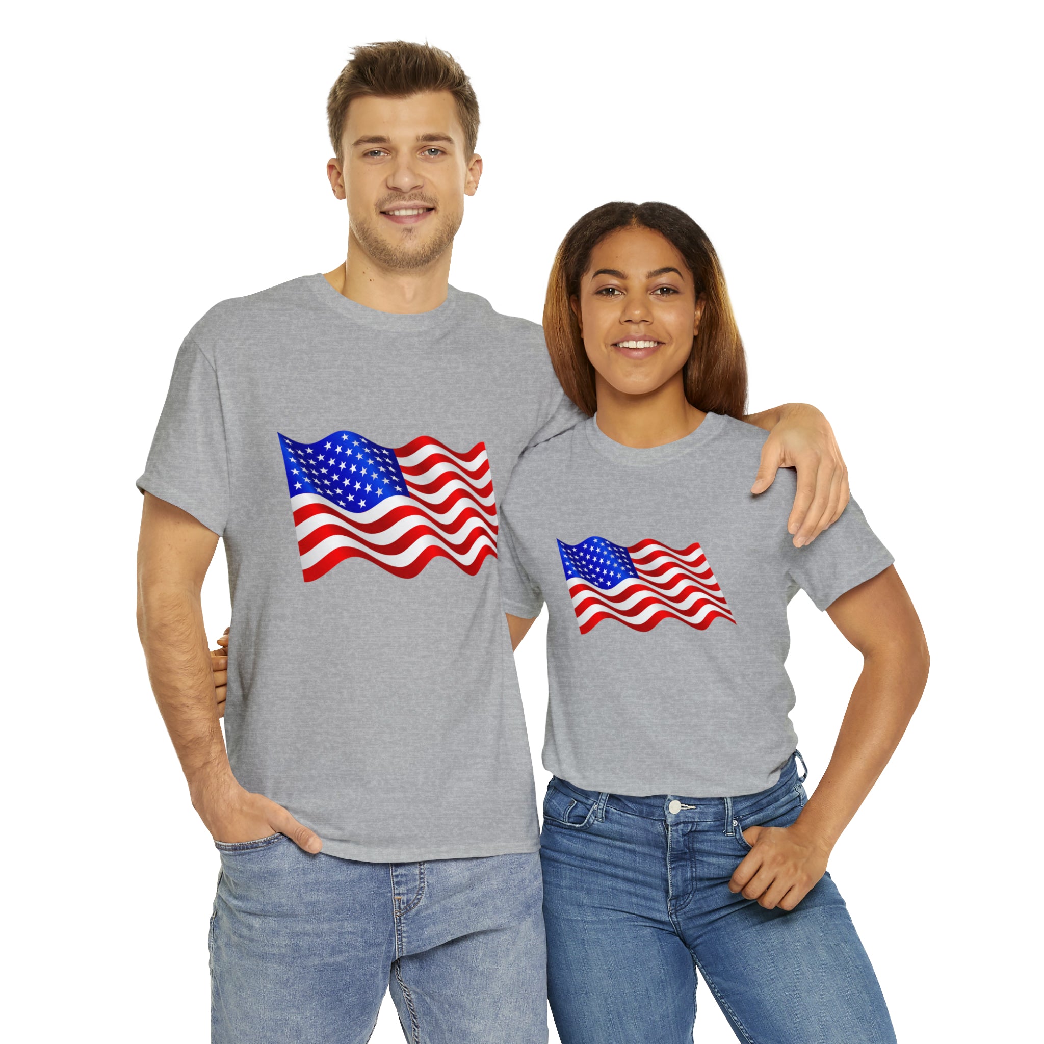 American Wavy Flag Unisex Heavy Cotton Tee