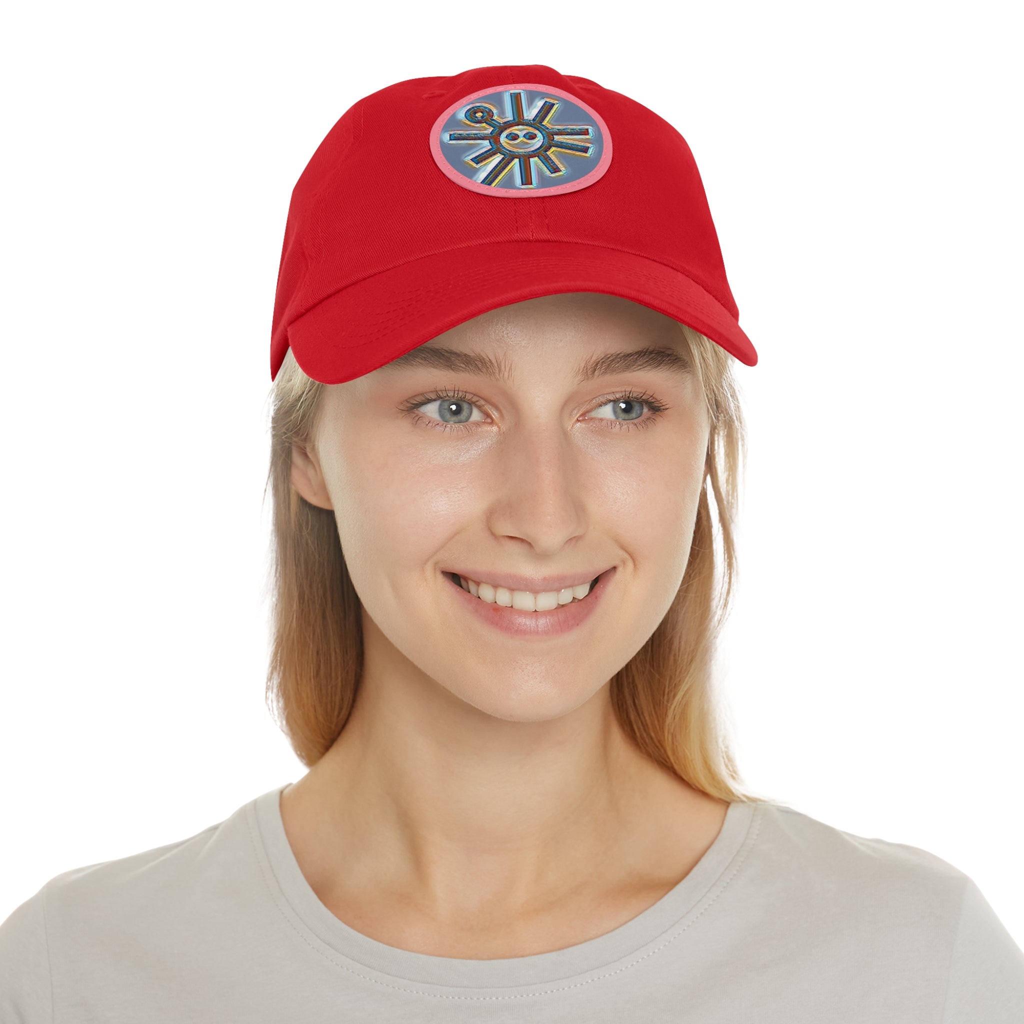 Taino Symbolism Dad Hat with Leather Patch (Round)