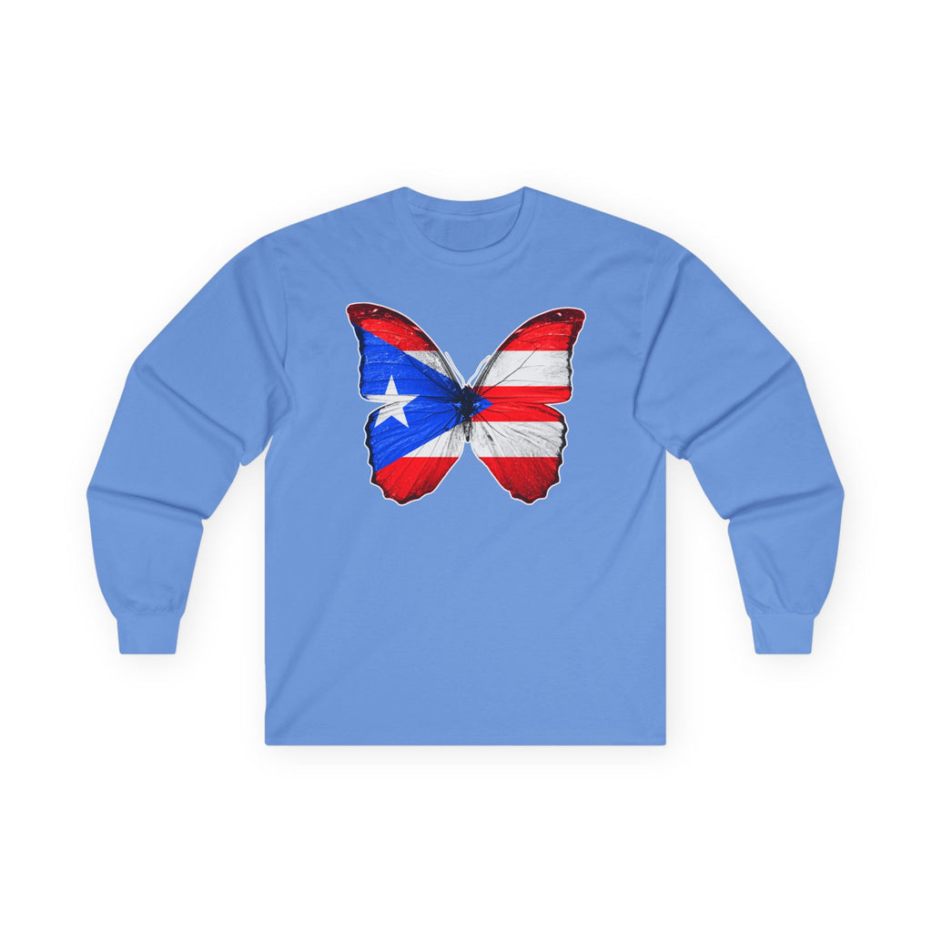 Women's Puerto Rico Flag Butterfly Long Sleeve Tee