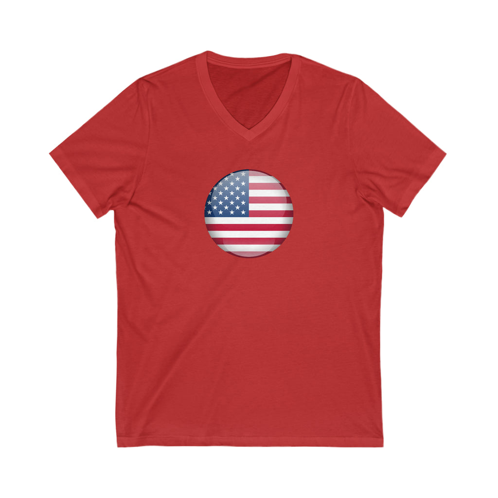 American Flag Circle Unisex Jersey Short Sleeve V-Neck Tee
