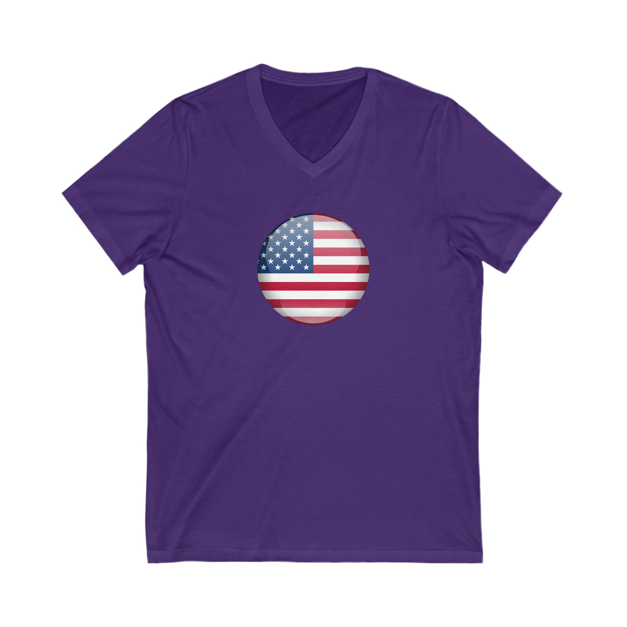 American Flag Circle Unisex Jersey Short Sleeve V-Neck Tee