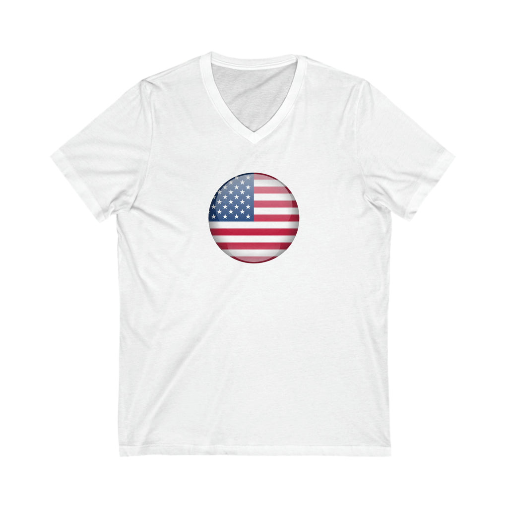 American Flag Circle Unisex Jersey Short Sleeve V-Neck Tee
