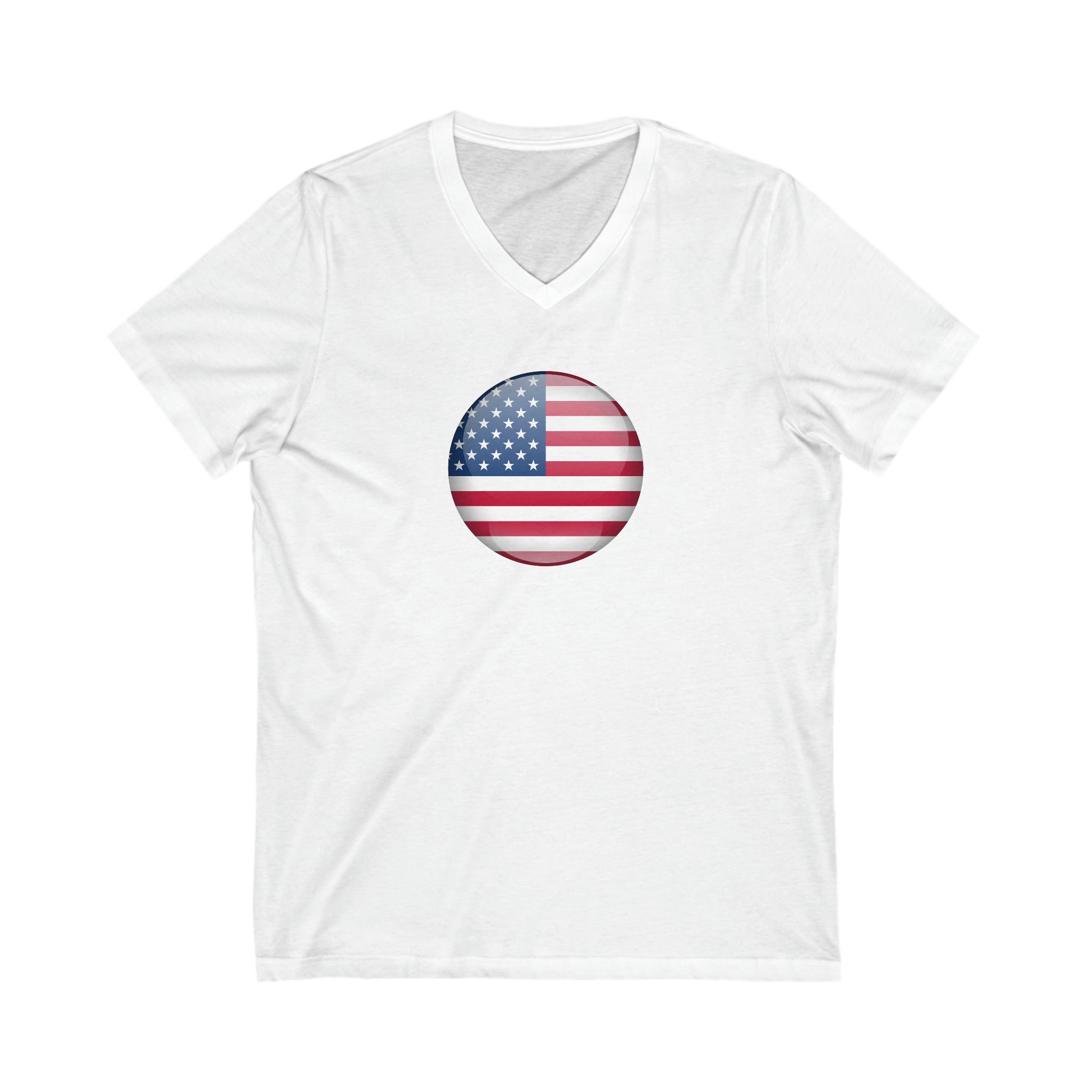 American Flag Circle Unisex Jersey Short Sleeve V-Neck Tee