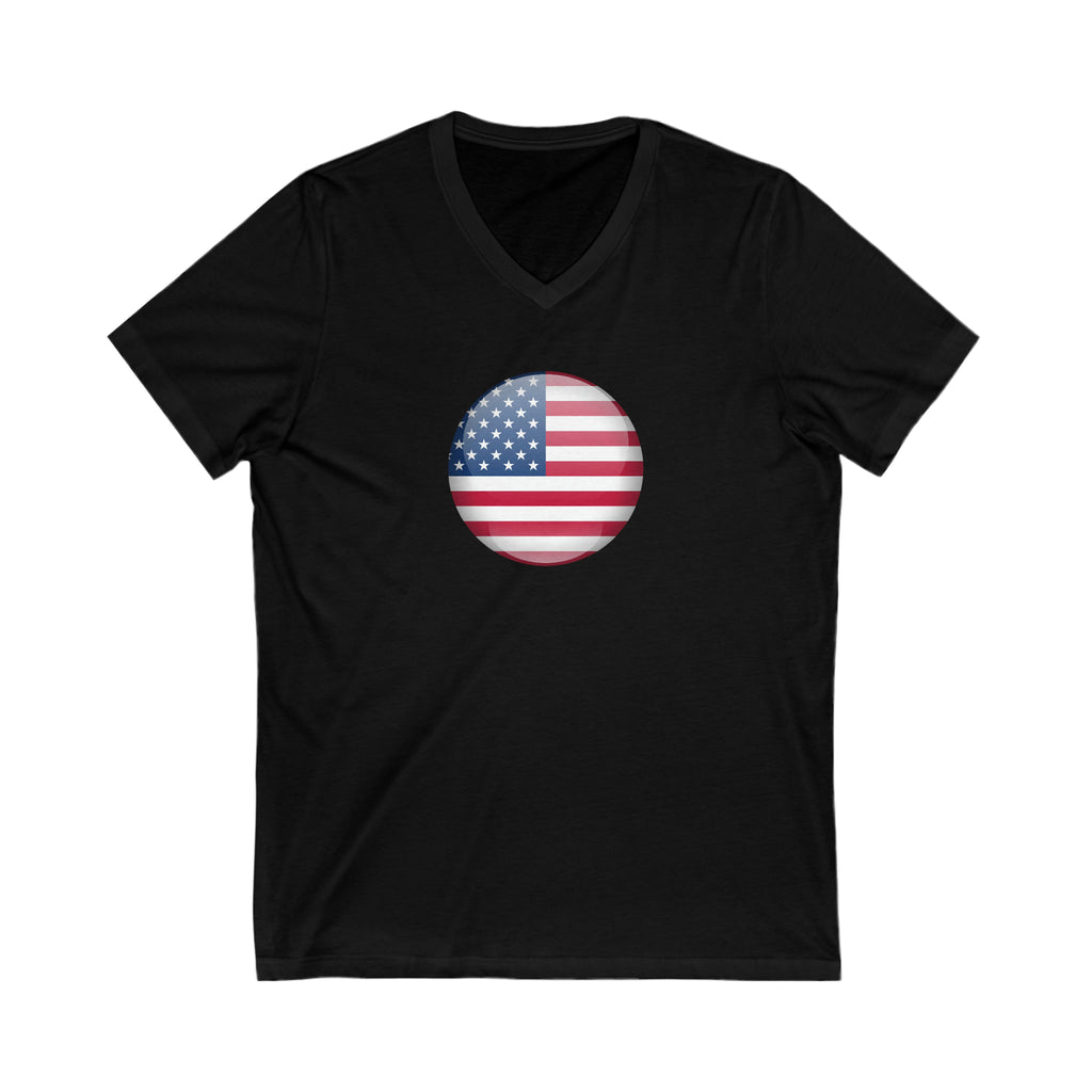 American Flag Circle Unisex Jersey Short Sleeve V-Neck Tee