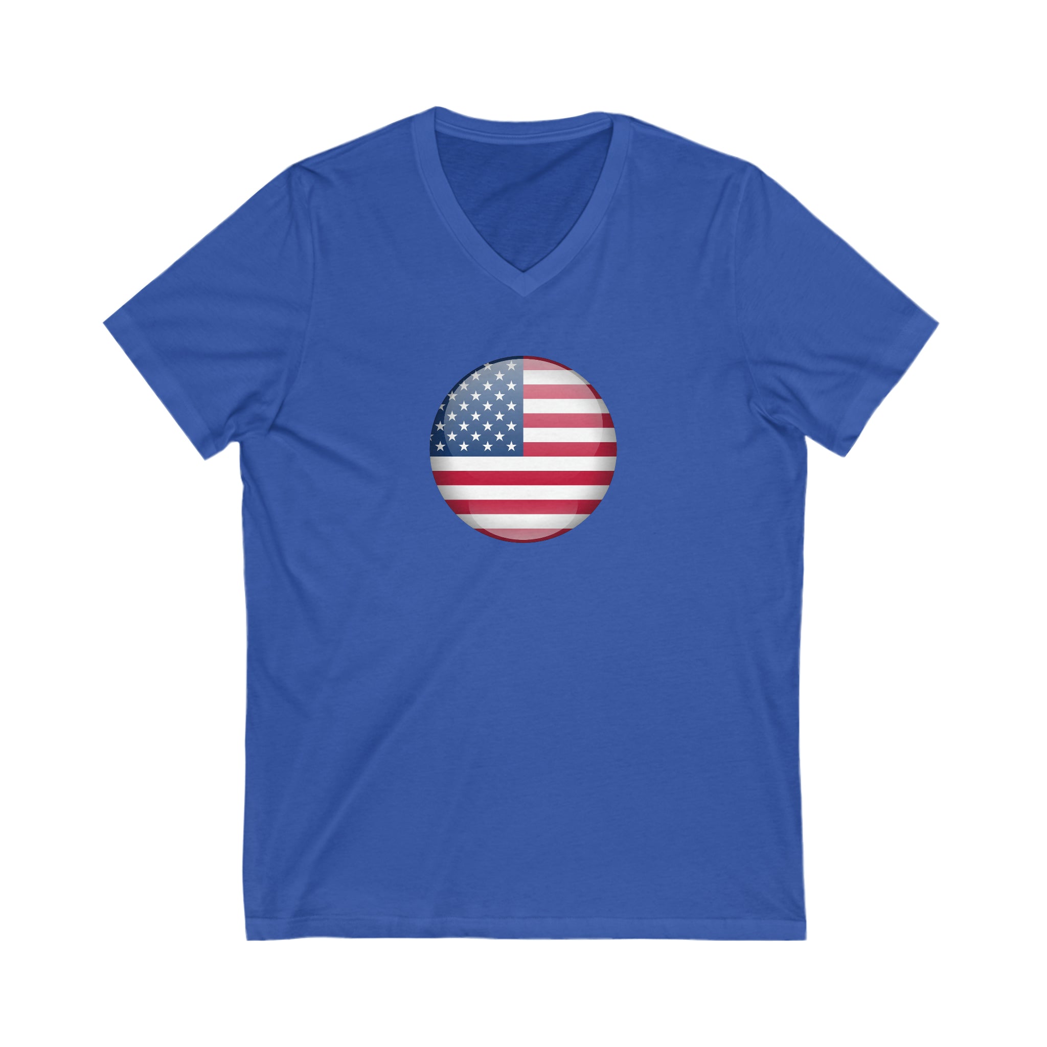 American Flag Circle Unisex Jersey Short Sleeve V-Neck Tee