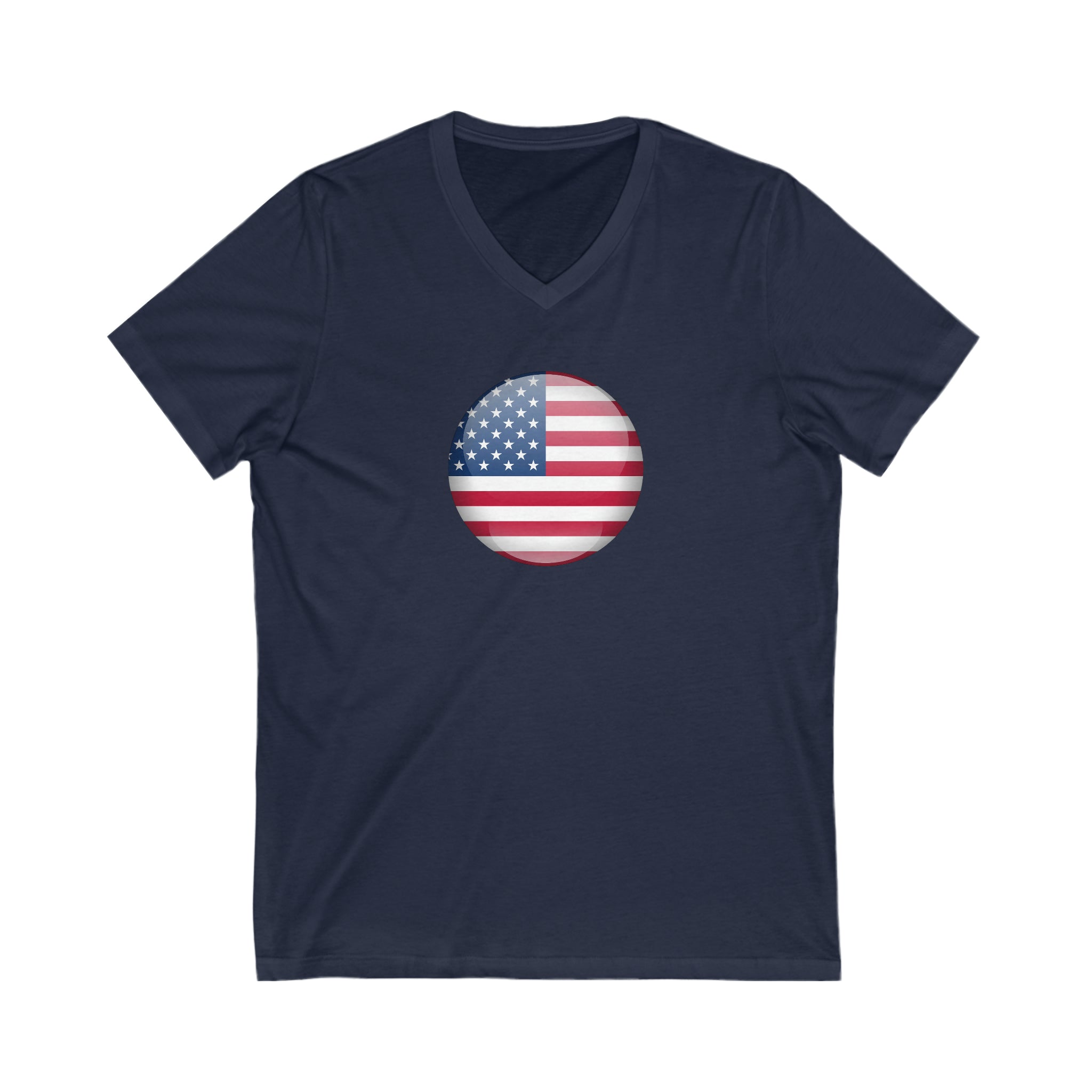 American Flag Circle Unisex Jersey Short Sleeve V-Neck Tee