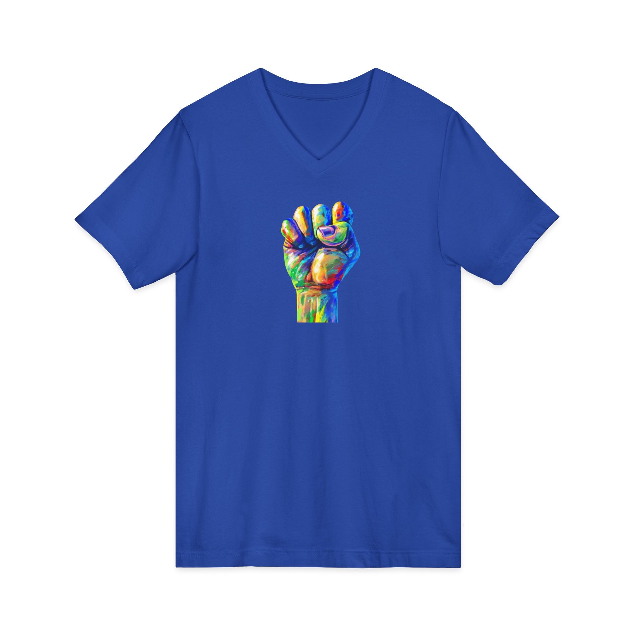 Power To The People Fist V-Neck Tee — Pride & Protest Solidarity T-Shirt