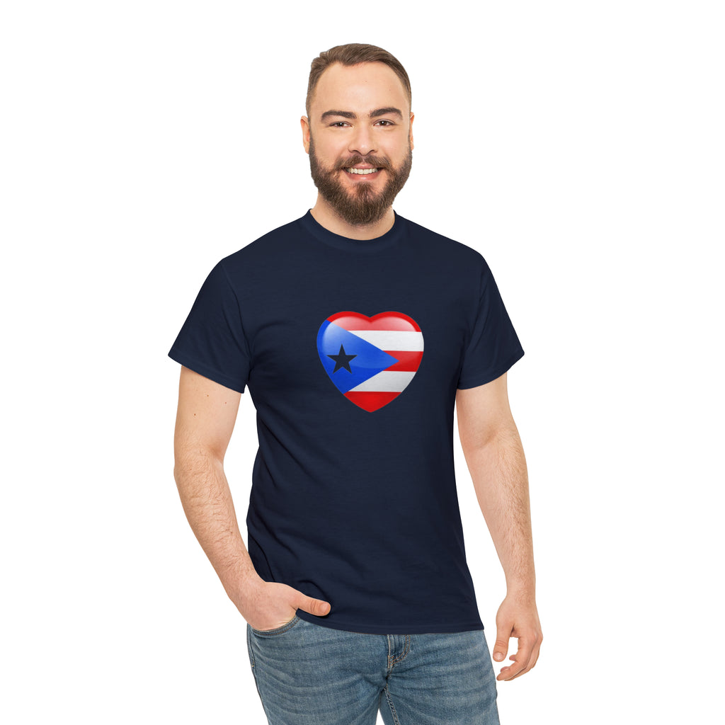 Puerto Rican Flag Heart Unisex Heavy Cotton Tee