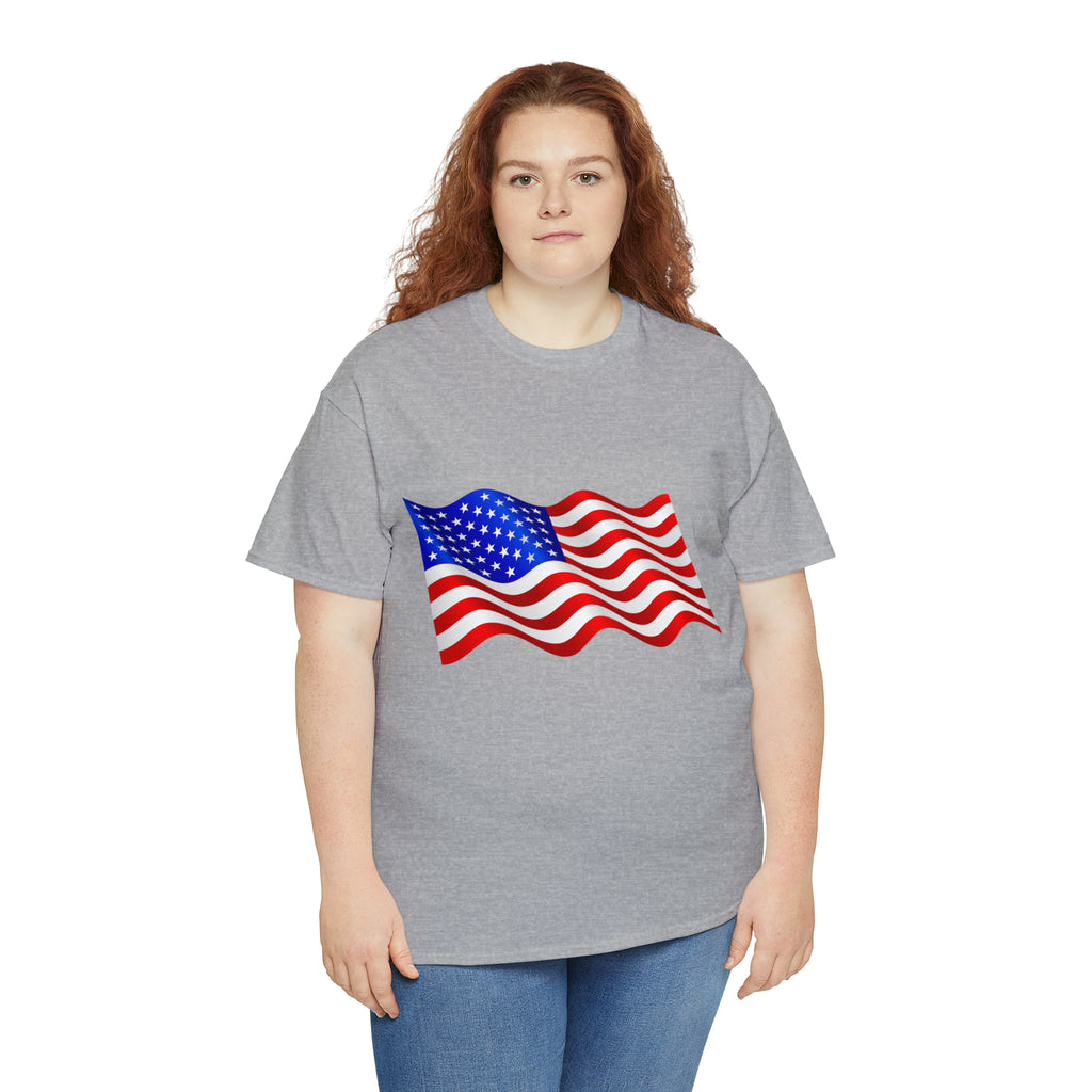 American Wavy Flag Unisex Heavy Cotton Tee