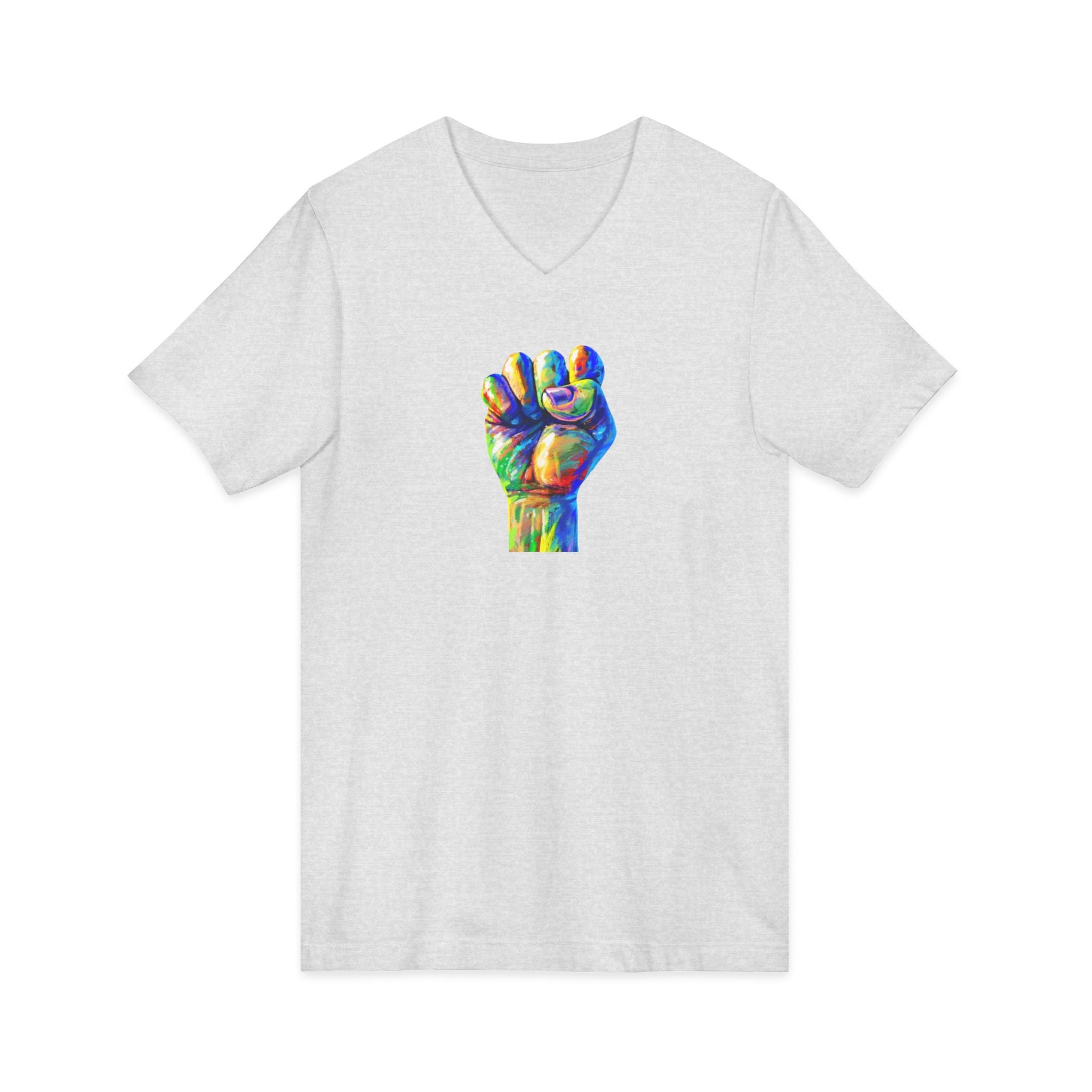 Power To The People Fist V-Neck Tee — Pride & Protest Solidarity T-Shirt
