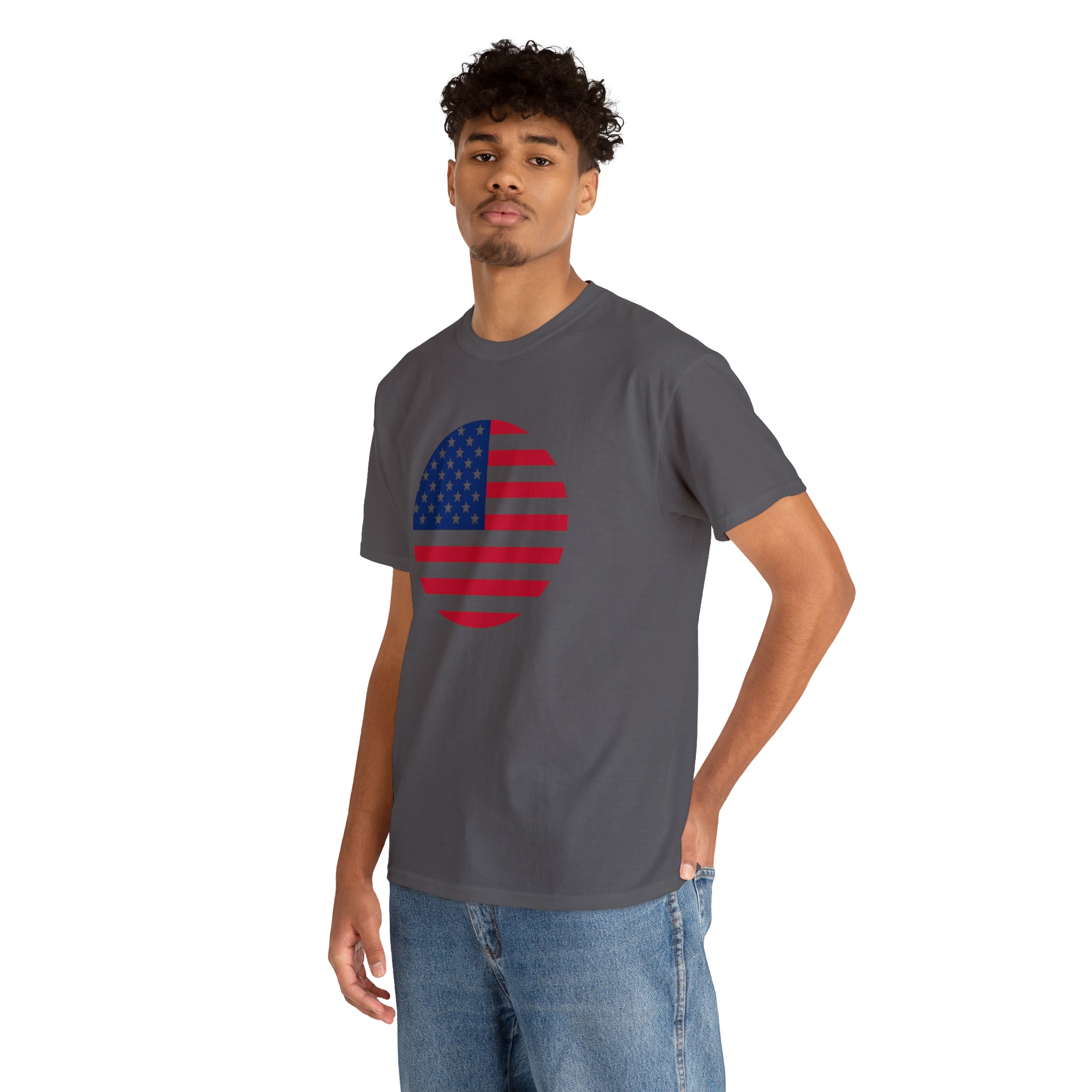 American Flag Globe Unisex Heavy Cotton Tee