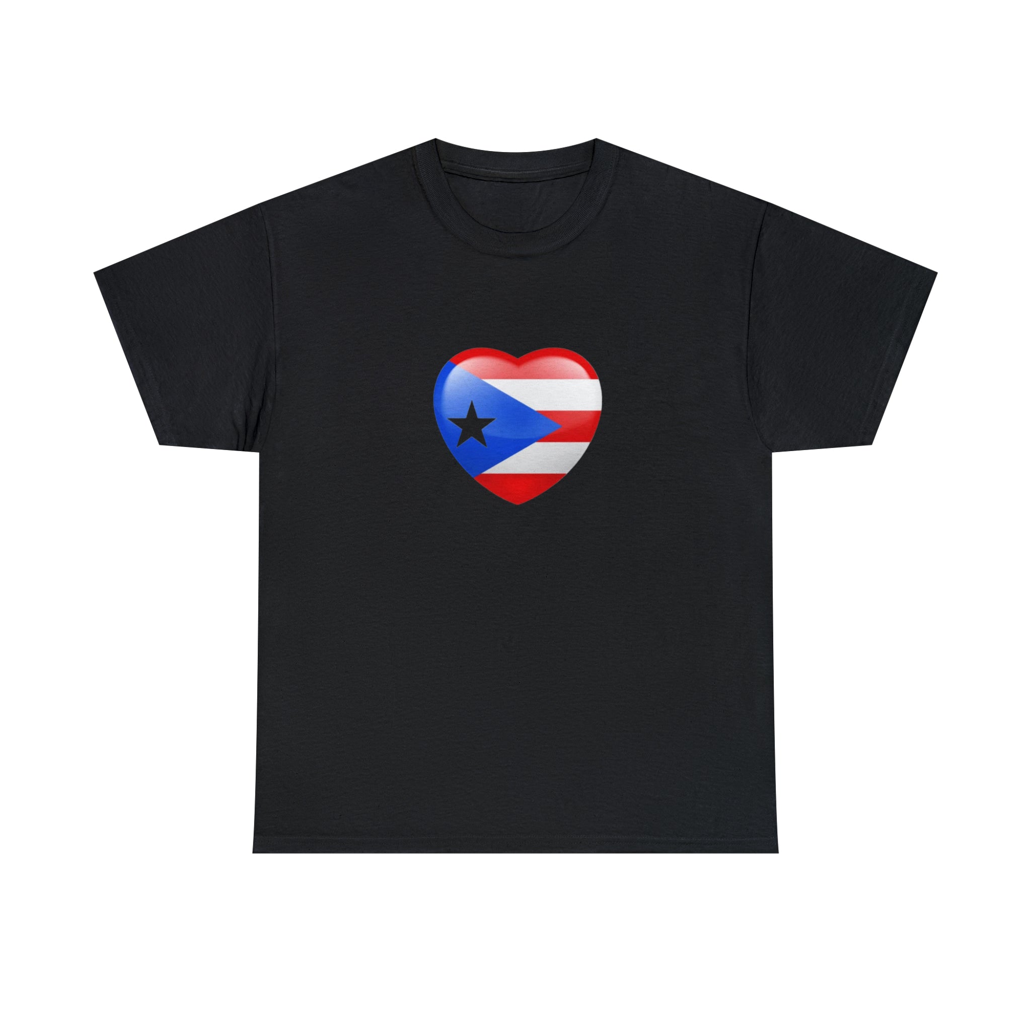 Puerto Rican Flag Heart Unisex Heavy Cotton Tee