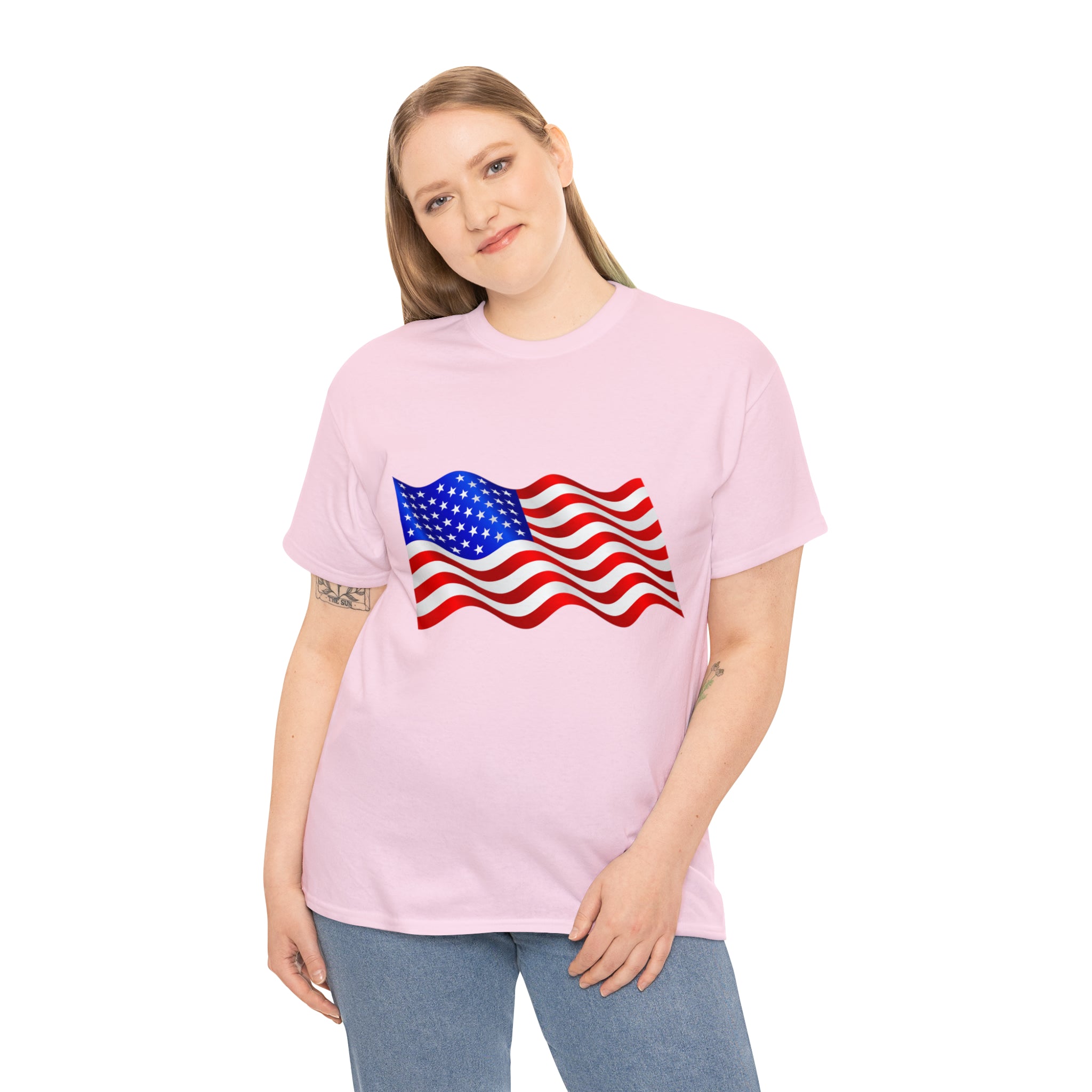 American Wavy Flag Unisex Heavy Cotton Tee